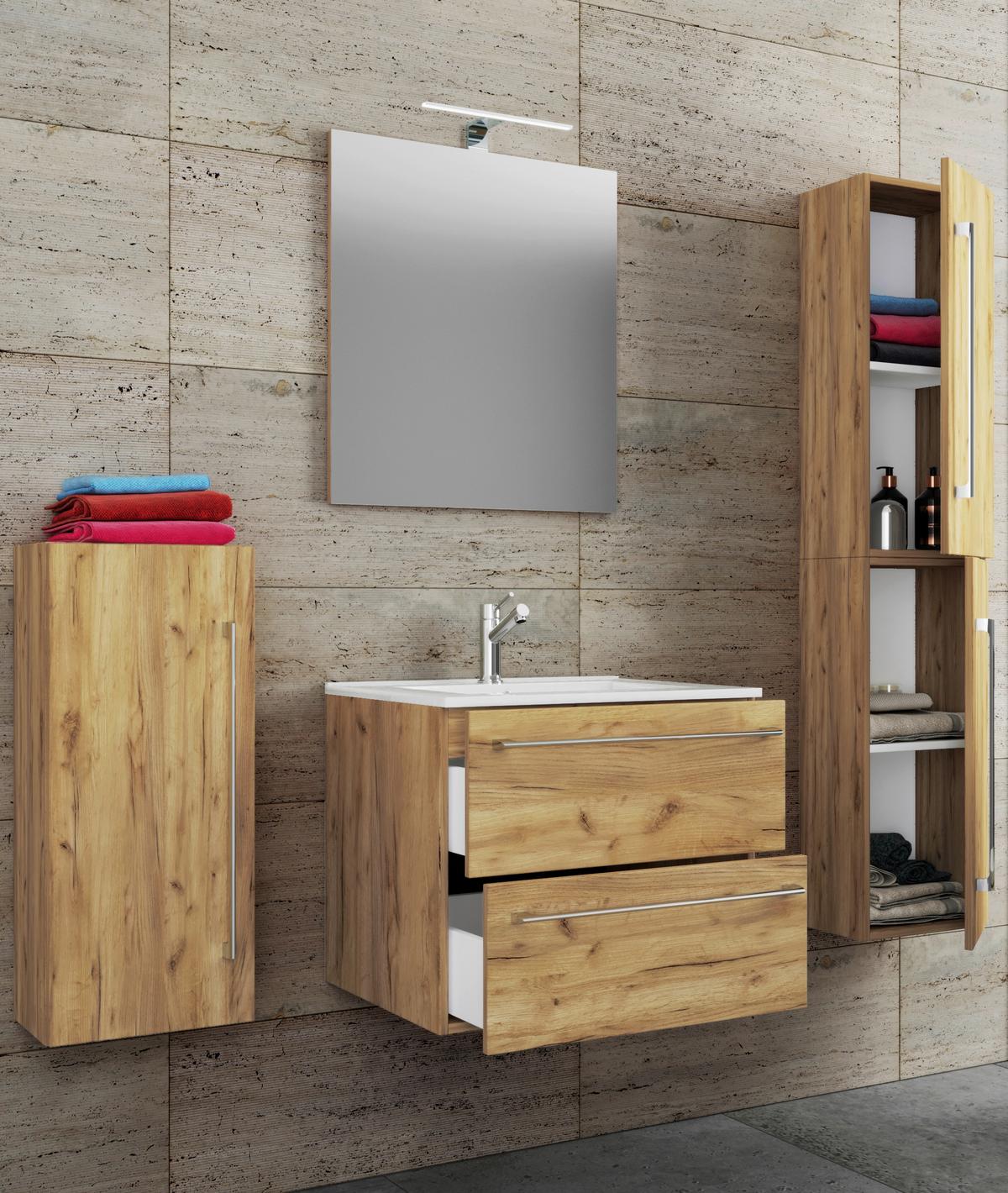 Badezimmer Badinos B: 126 cm Honigeiche B: 126 cm - Honigeiche/Weiß, MODERN, Keramik/Holzwerkstoff (126cm) - MID.YOU