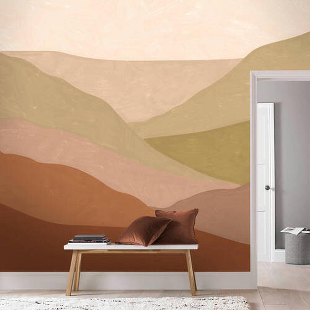 Fototapete Landschaft Braun/beige - Hellbraun/Creme, Basics, Papier/Kunststoff (300/280cm)