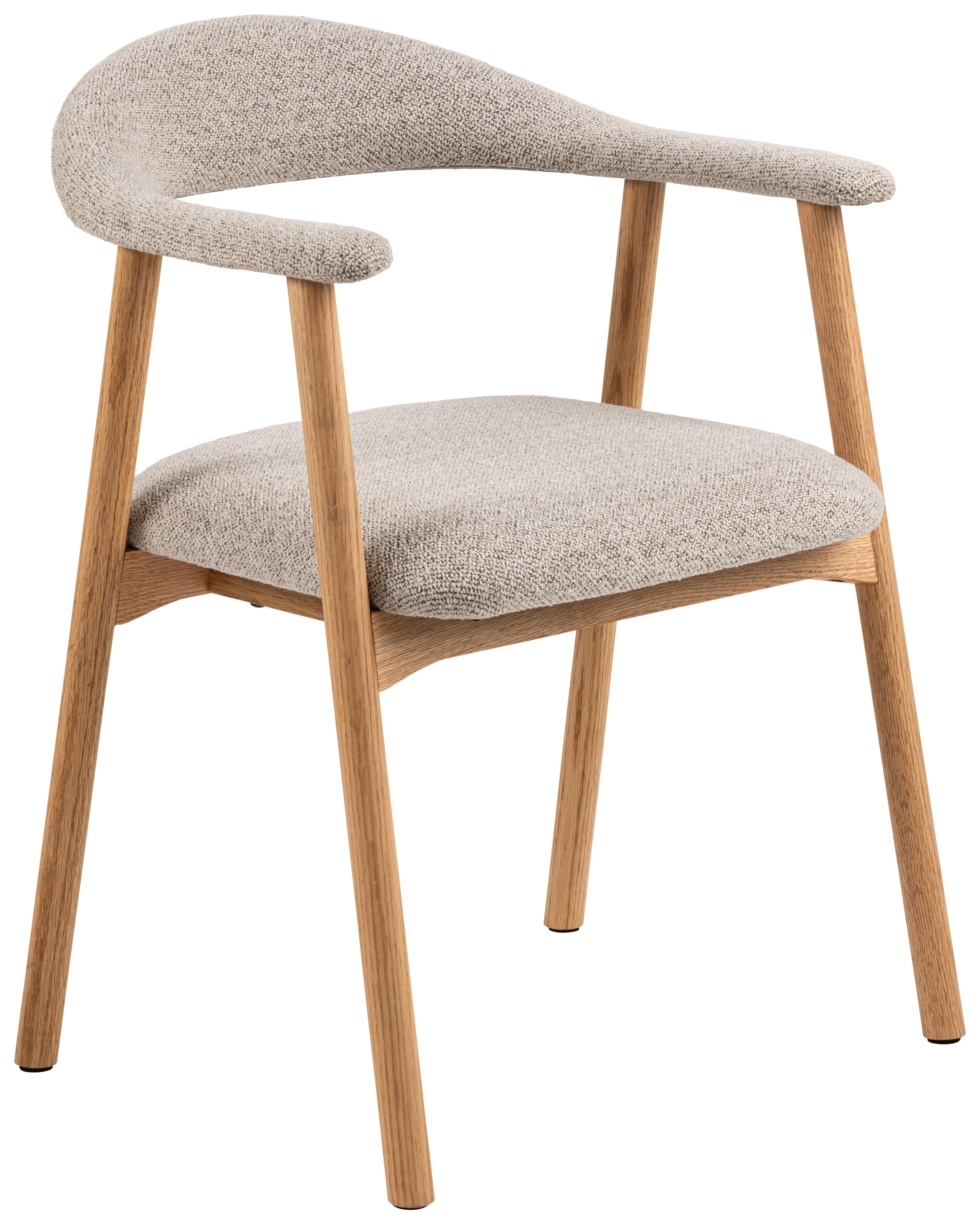 Židle s područkami ADDI šedobéžová - barvy dubu/šedobéžová, Trend, dřevo/textil (56/75,5/54cm) - MID.YOU