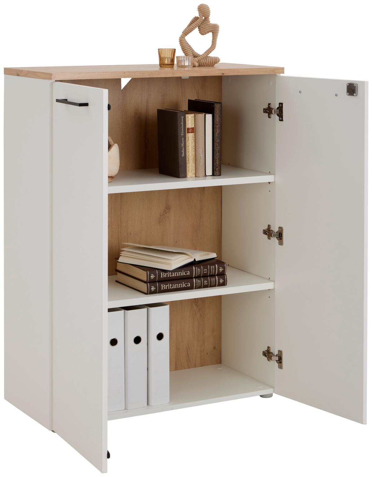 Aktenschrank Versperrbar Eiche Dekor Weiß B: 80 Cm - Eichefarben/Weiß, MODERN, Holzwerkstoff (80/112/38cm)