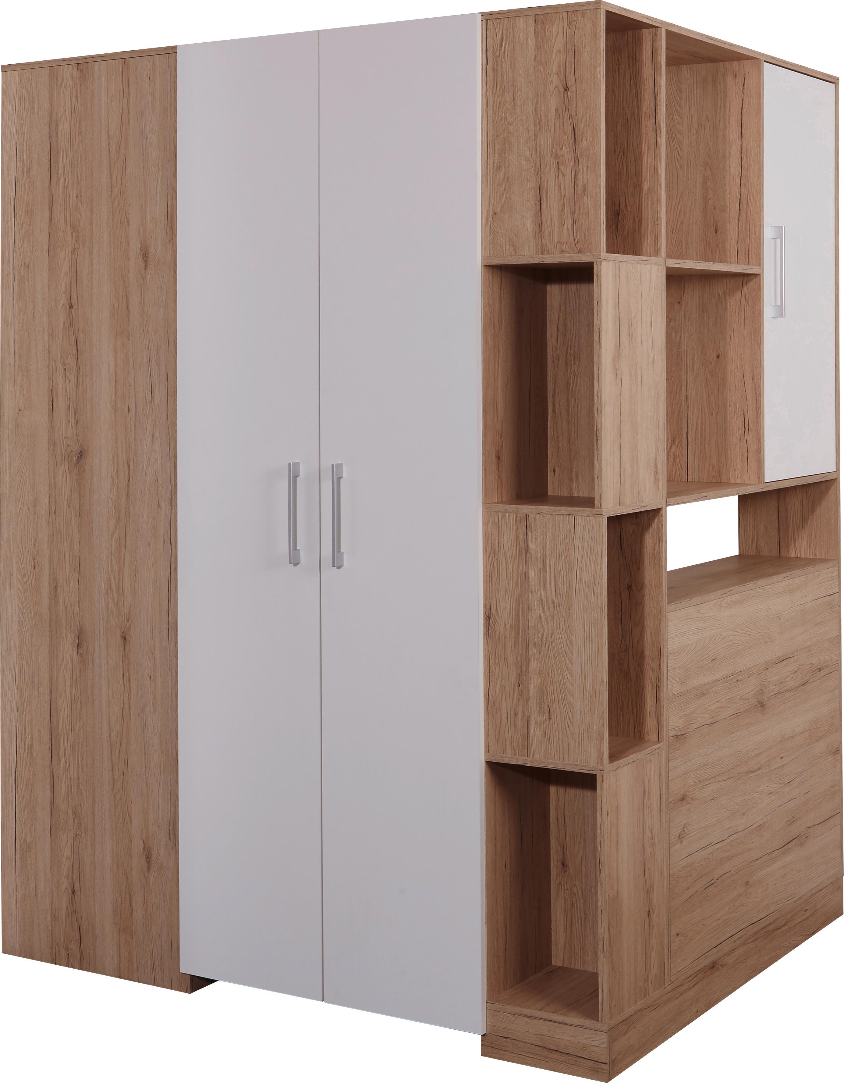 Eckschrank Box B:150cm San Remo Hell/ Weiß Dekor - Eichefarben/Weiß, MODERN, Holzwerkstoff (150/205/120cm)