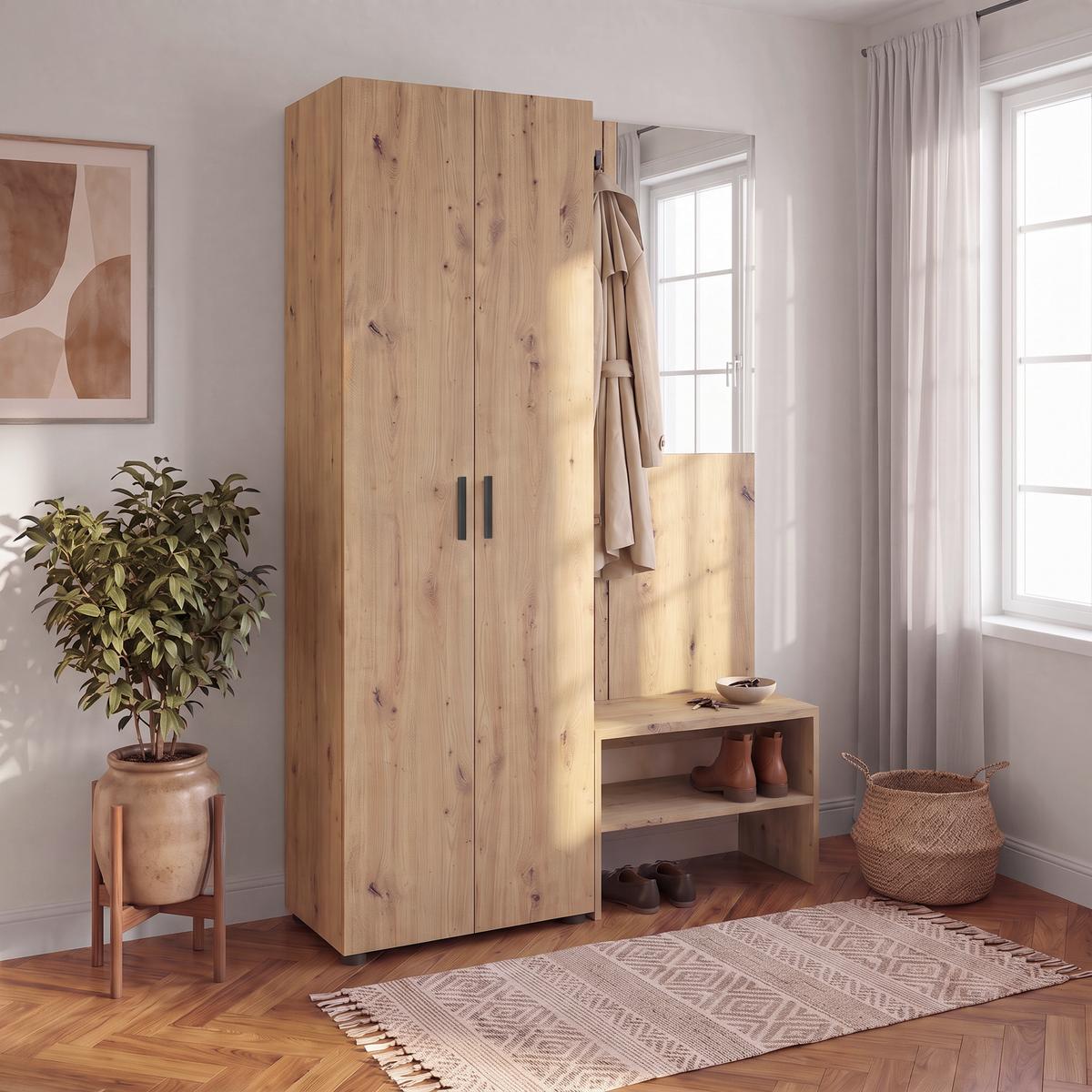 Garderobenschrank Charlie Eiche Artisan B: 60cm - Eiche Artisan, KONVENTIONELL, Holzwerkstoff (60/180/33,6cm)