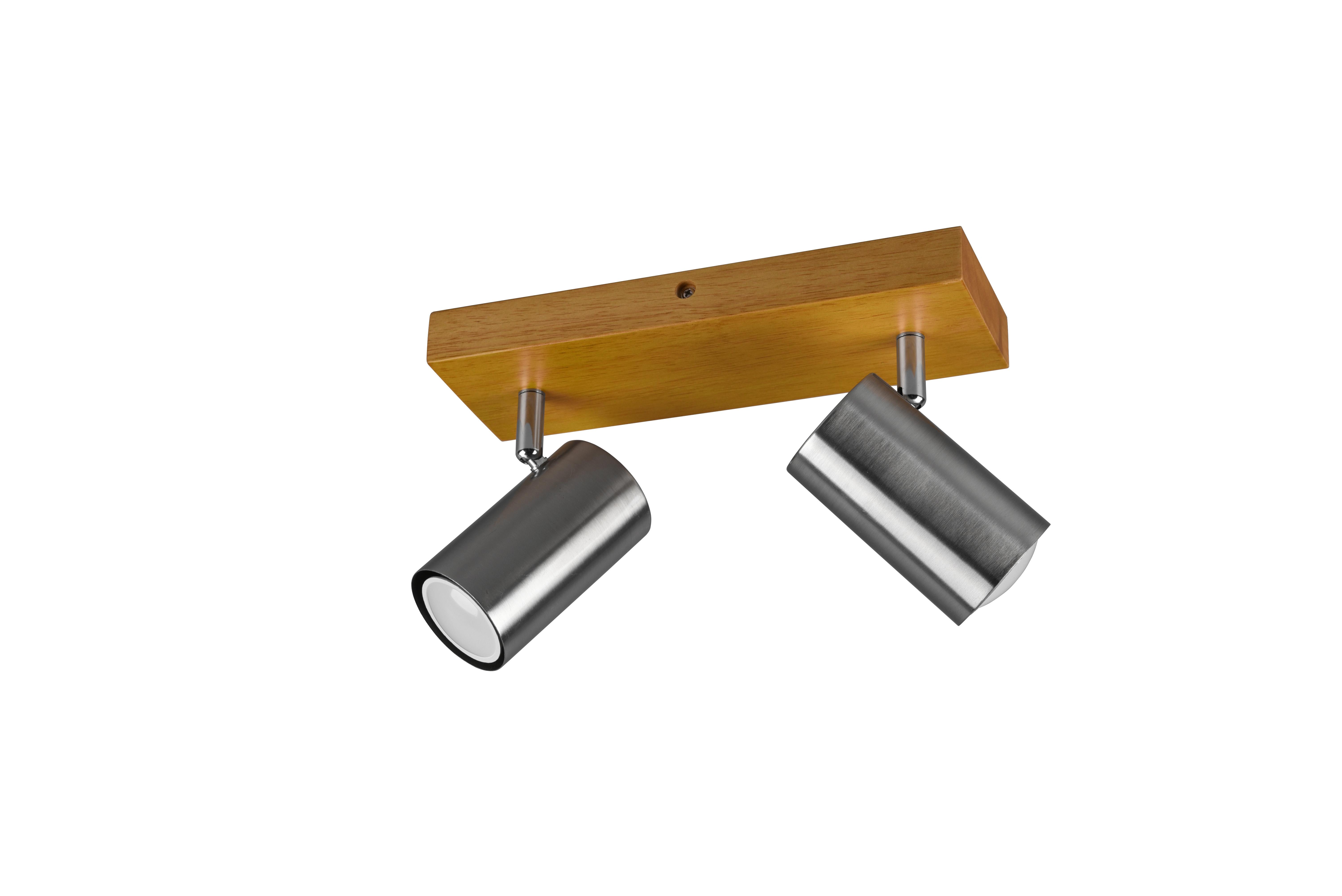 Strahler 2-Flammig verstellbar L: 26 cm - Nickelfarben, Natur, Holz/Metall (26/16/9cm) - Trio Leuchten