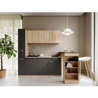 KÜCHENBLOCK Ingrid, Grau B: 180 cm - Eichefarben/Grau, Design, Holzwerkstoff (180cm) - Respekta