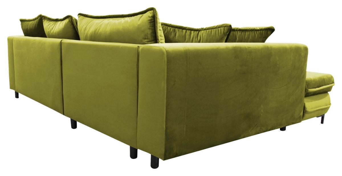 Eckschlafsofa Bello Hellgrün Schlaffunktion Ottomane Links - Schwarz/Hellgrün, Design, Textil (187/277cm) - Livetastic