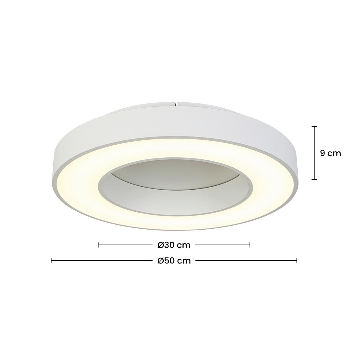 STROPNÉ LED SVIETIDLO SANDL - biela, Modern, kov/plast (50/9cm) - Mömax