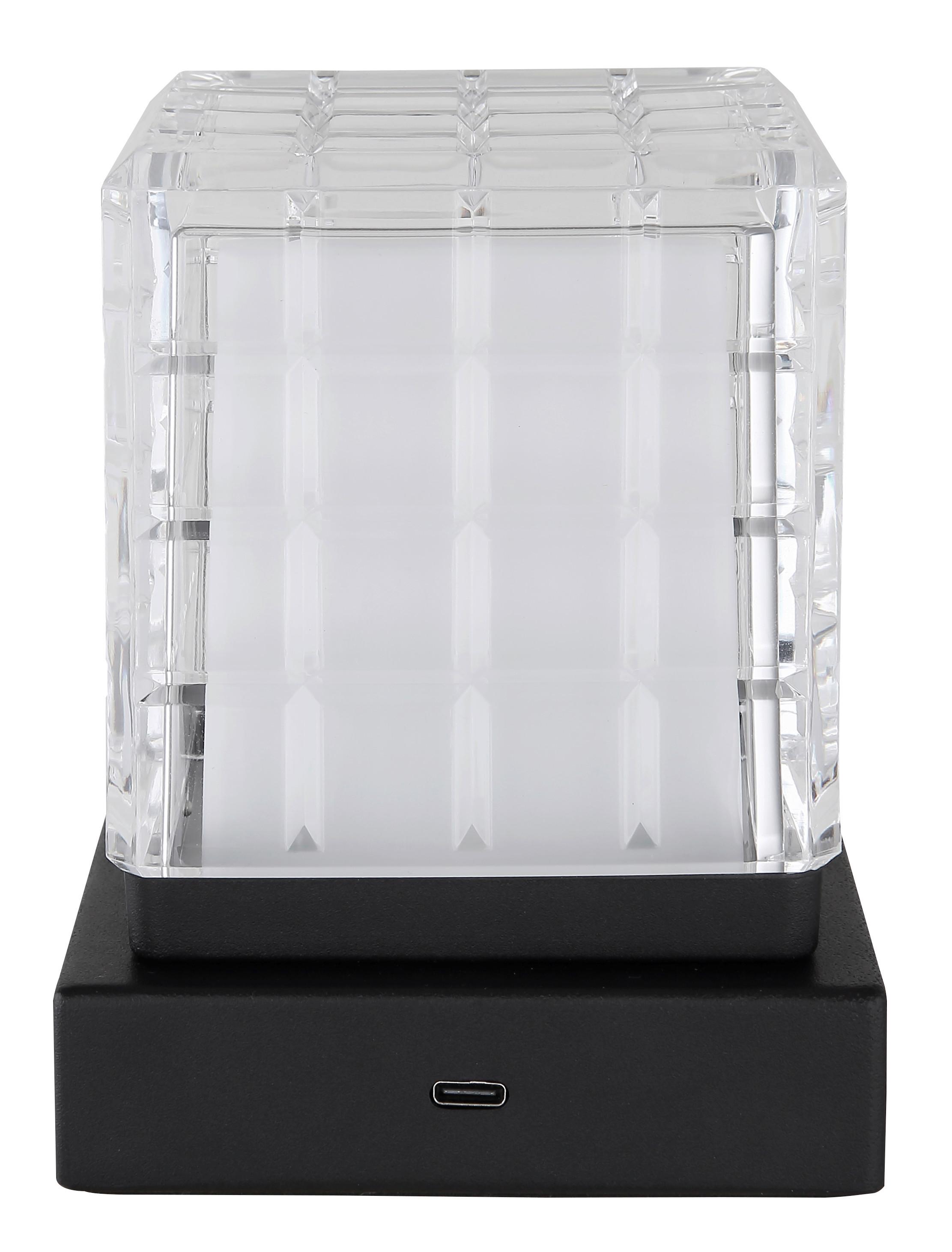 Akku-Tischleuchte 21009s - Klar/Schwarz, Trend, Kunststoff/Metall (10/10/10cm) - Globo