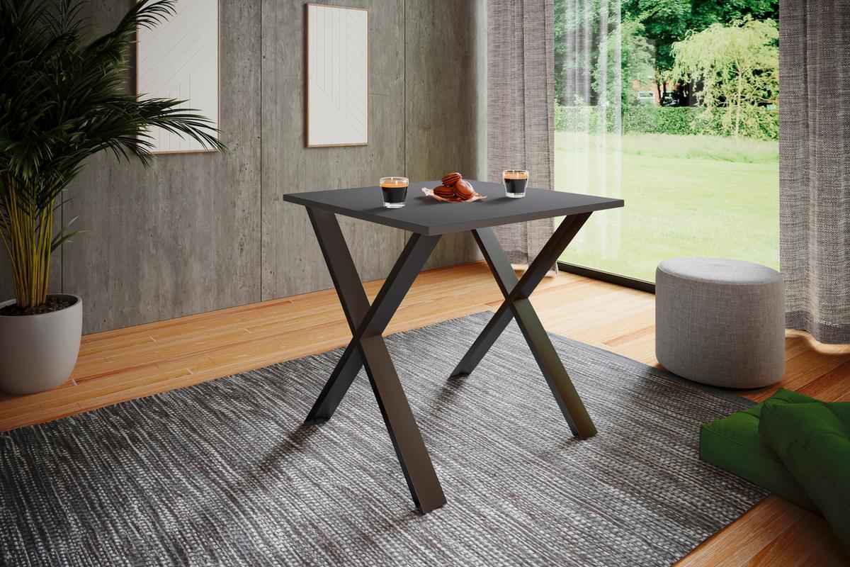 Schreibtisch Lona Anthrazit, Schwarz B: 80 cm - Anthrazit/Silberfarben, Design, Holzwerkstoff/Metall (80/80/76cm) - MID.YOU