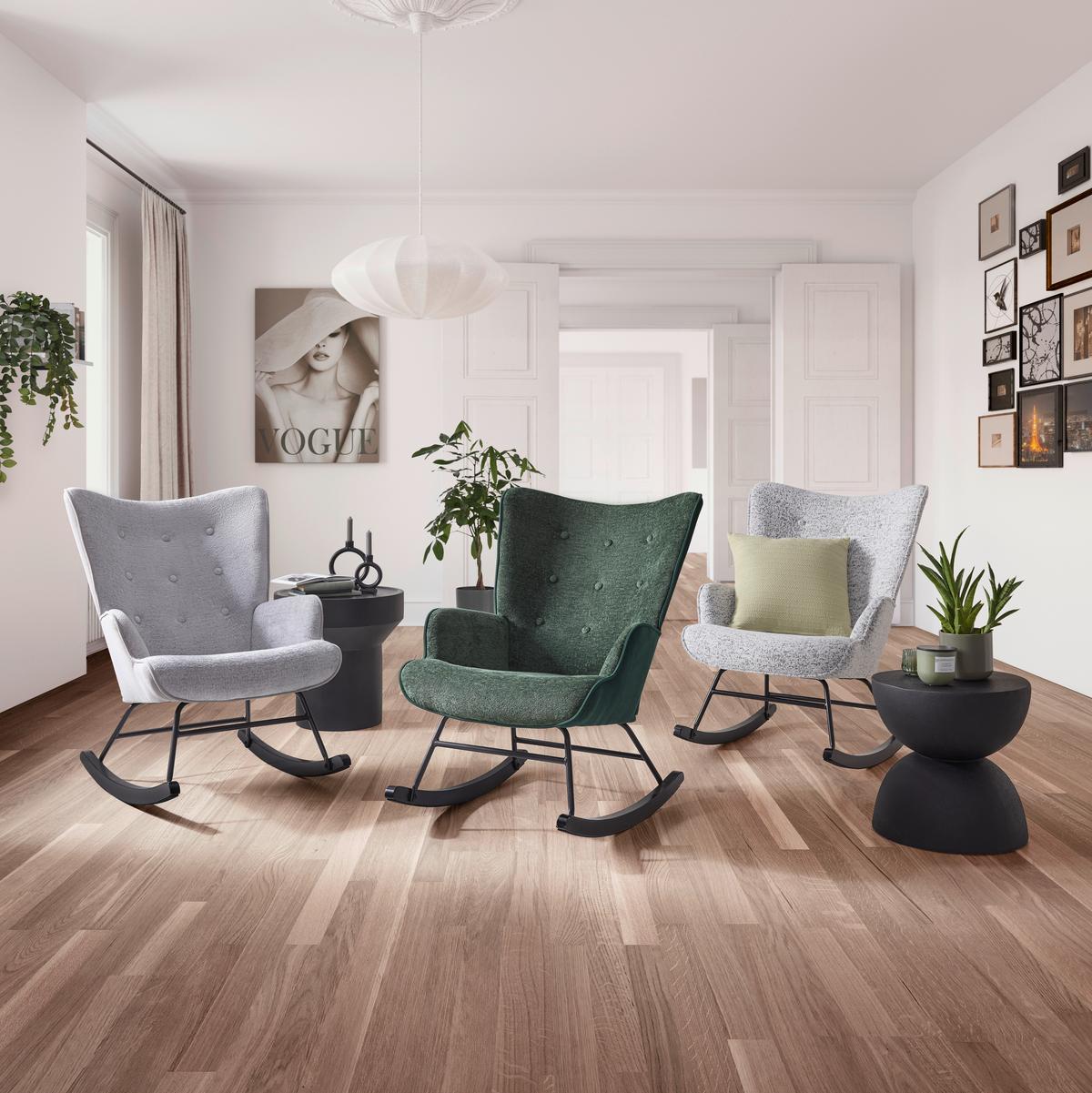 Hojdacie kreslo ROCK, zelená, max. 140 kg - čierna/zelená, Modern, kov/drevo (66/90/77cm) - Mömax