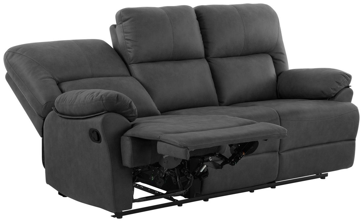 Trojmiestna pohovka CLARA, sivá, s relaxačnou funkciou - čierna/sivá, Basics, kov/drevo (200/99.5/94cm) - Livetastic
