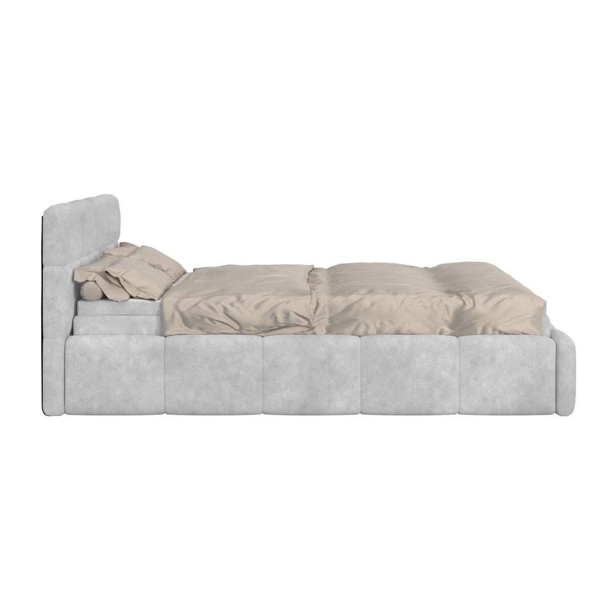 Polsterbett Noe Hellgrau 140x200 cm - Hellgrau/Schwarz, Trend, Textil/Metall (140/200cm)