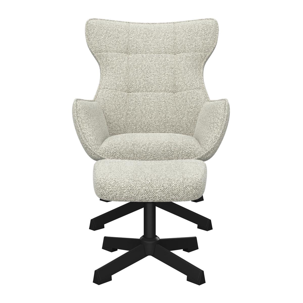 Relaxsessel Bogota beige, 360° drehbar - Beige/Schwarz, MODERN, Textil/Metall (76/101/86cm) - Luca Bessoni