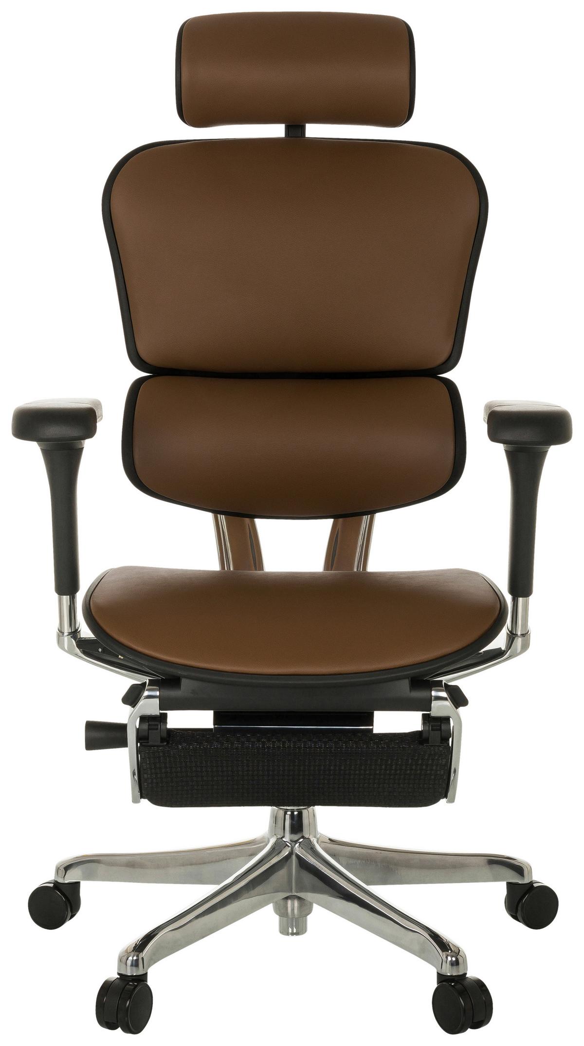 Drehstuhl Ergohuman Plus Braun B: 76 Cm - Silberfarben/Schwarz, MODERN, Leder/Kunststoff (76/119 - 138/64cm) - MID.YOU