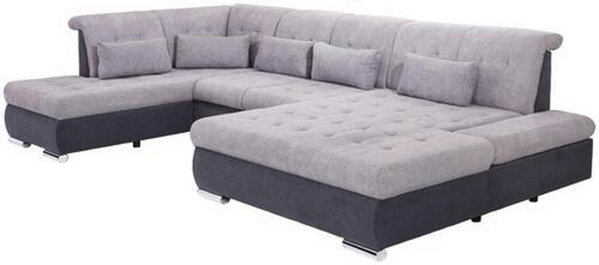 Wohnlandschaft Madera Mit Schlaffunktion Anthrazit/Grau - Anthrazit/Silberfarben, MODERN, Kunststoff/Textil (212/358/190cm) - Ondega