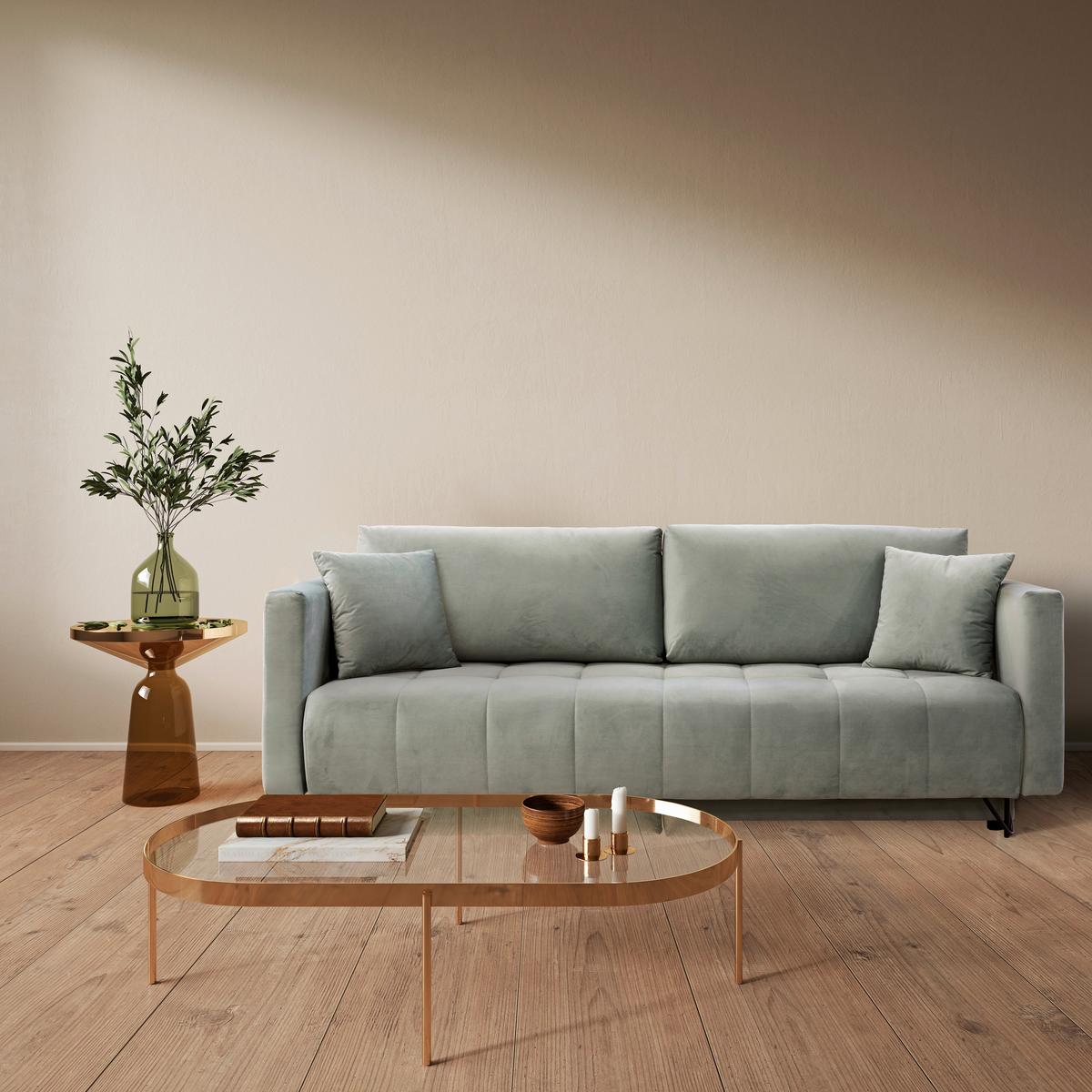 ROZKLADACIA POHOVKA Alida, sivozelená - Basics, textil (227/87/102cm)