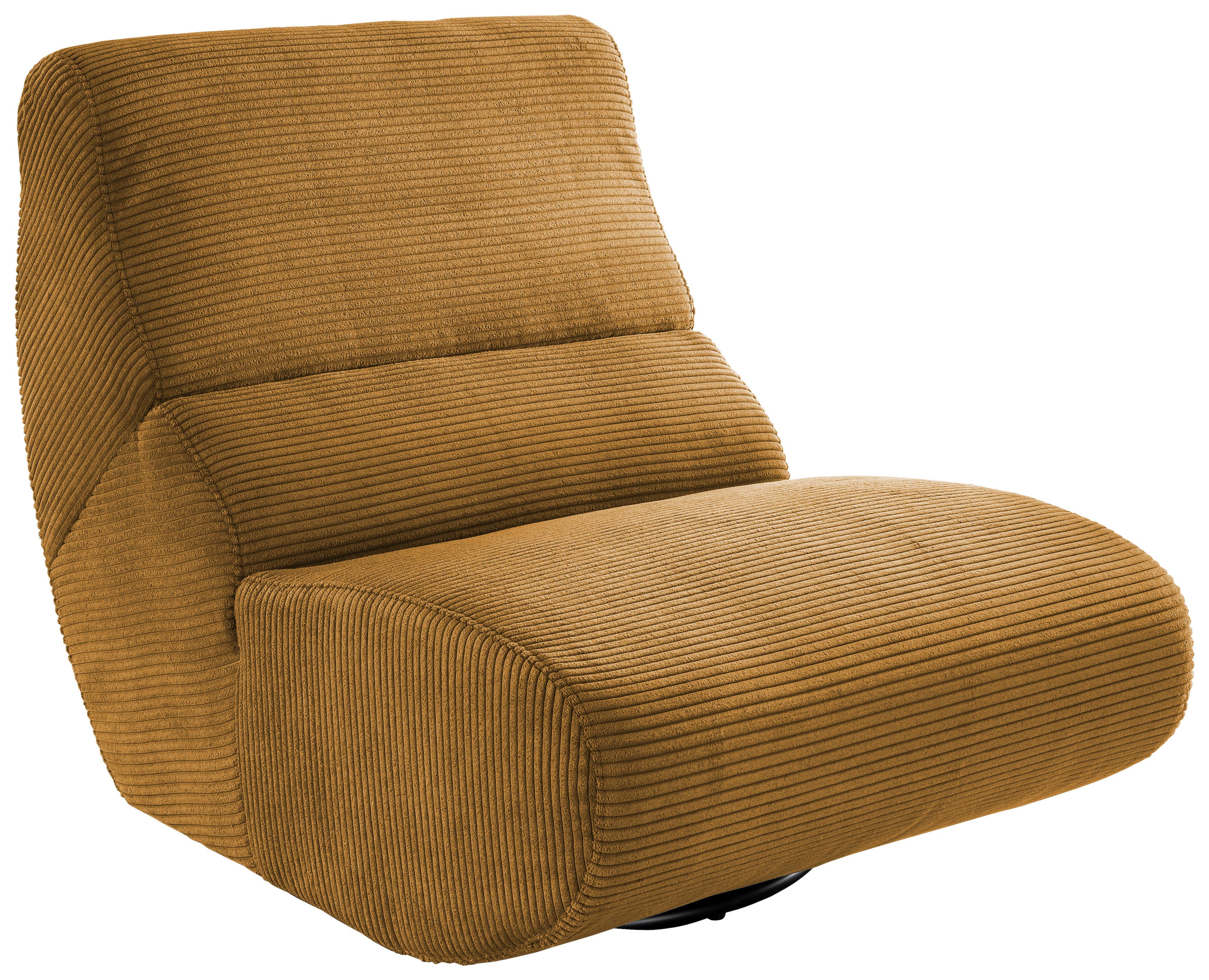 Sessel Lucera Goldfarben 360° drehbar, B: 74 cm - Goldfarben/Schwarz, Design, Textil (74/85/105cm) - Livetastic