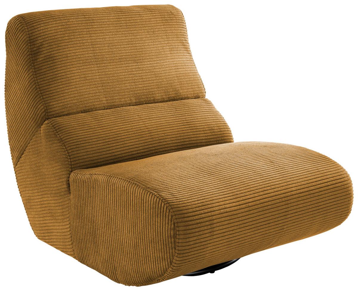 Sessel Lucera Goldfarben 360° Drehbar, B: 74 Cm - Goldfarben/Schwarz, Design, Textil (74/85/105cm) - Livetastic