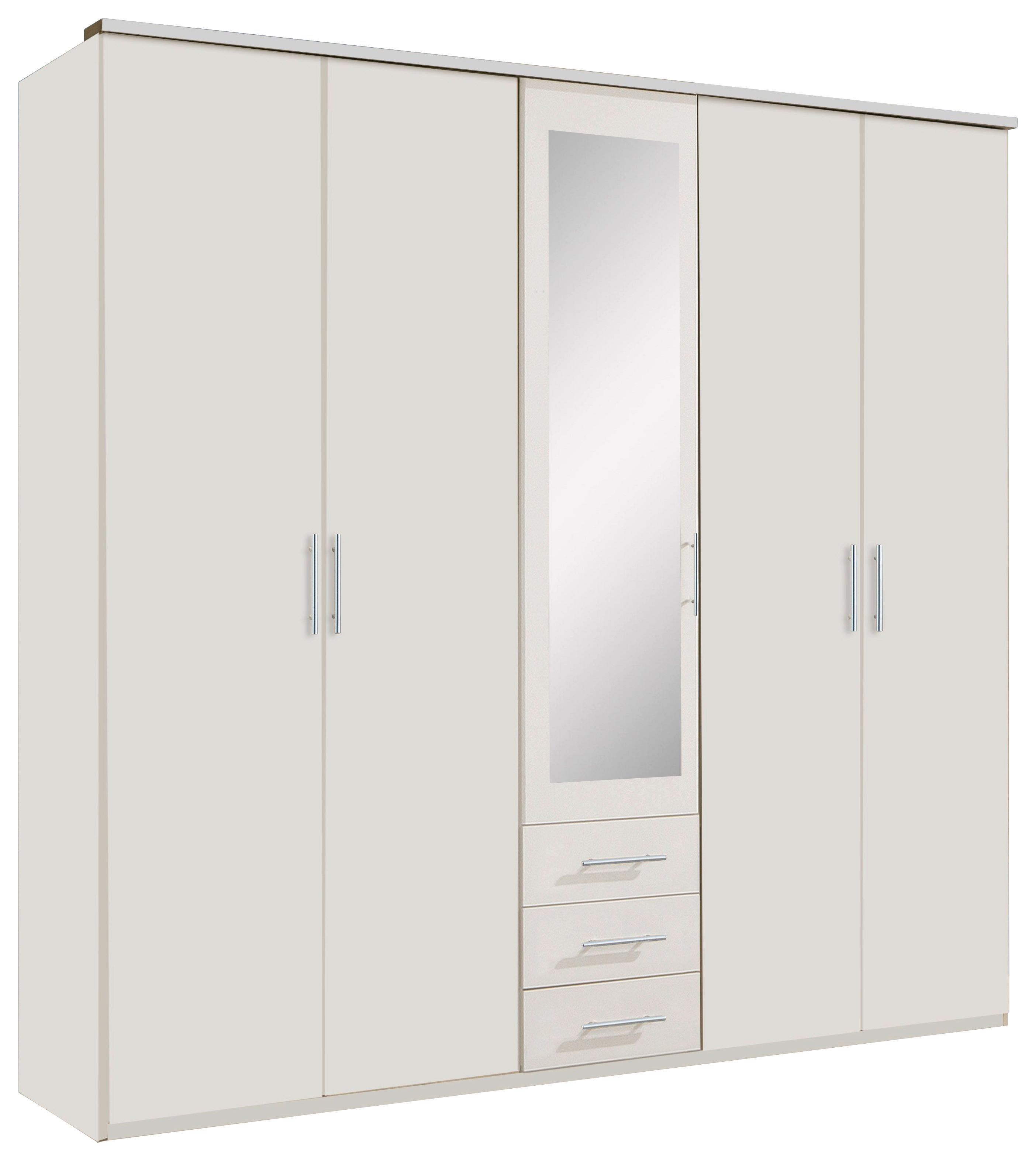 Drehtürenschrank Mit Spiegel + Laden 225cm Ben, Weiß - Weiß, KONVENTIONELL, Glas/Holzwerkstoff (225/210/58cm) - MID.YOU