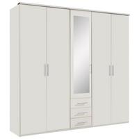 Drehtürenschrank Mit Spiegel + Laden 225cm Ben, Weiß - Weiß, KONVENTIONELL, Glas/Holzwerkstoff (225/210/58cm) - MID.YOU