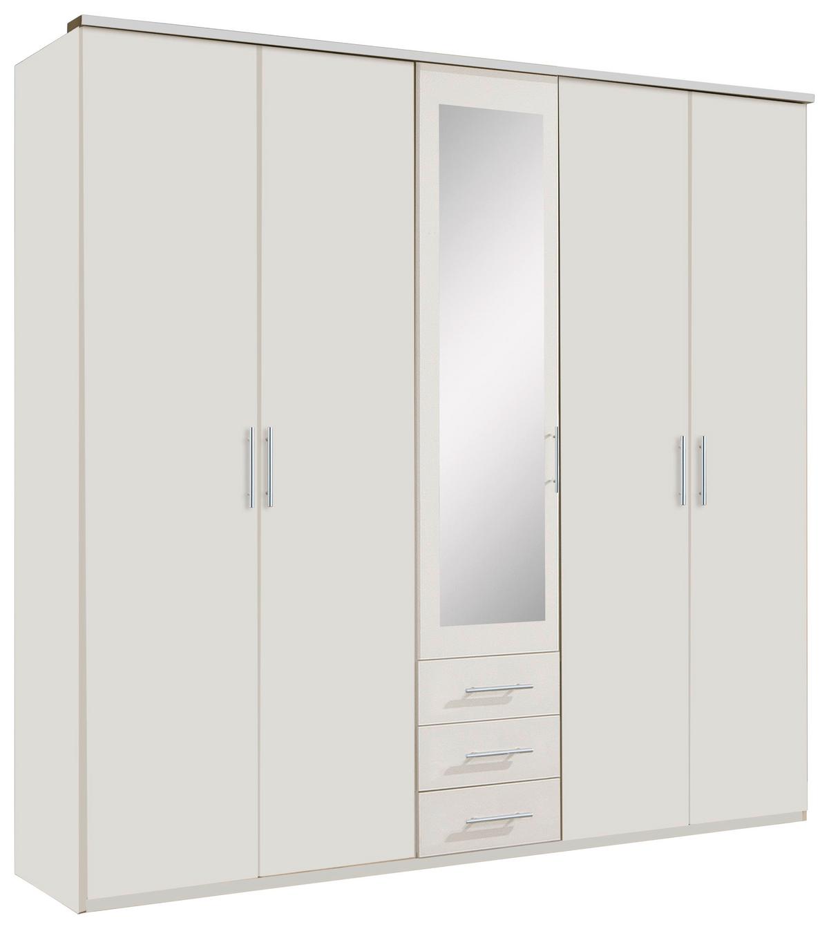 Drehtürenschrank Mit Spiegel + Laden 225cm Ben, Weiß - Weiß, KONVENTIONELL, Glas/Holzwerkstoff (225/210/58cm) - MID.YOU