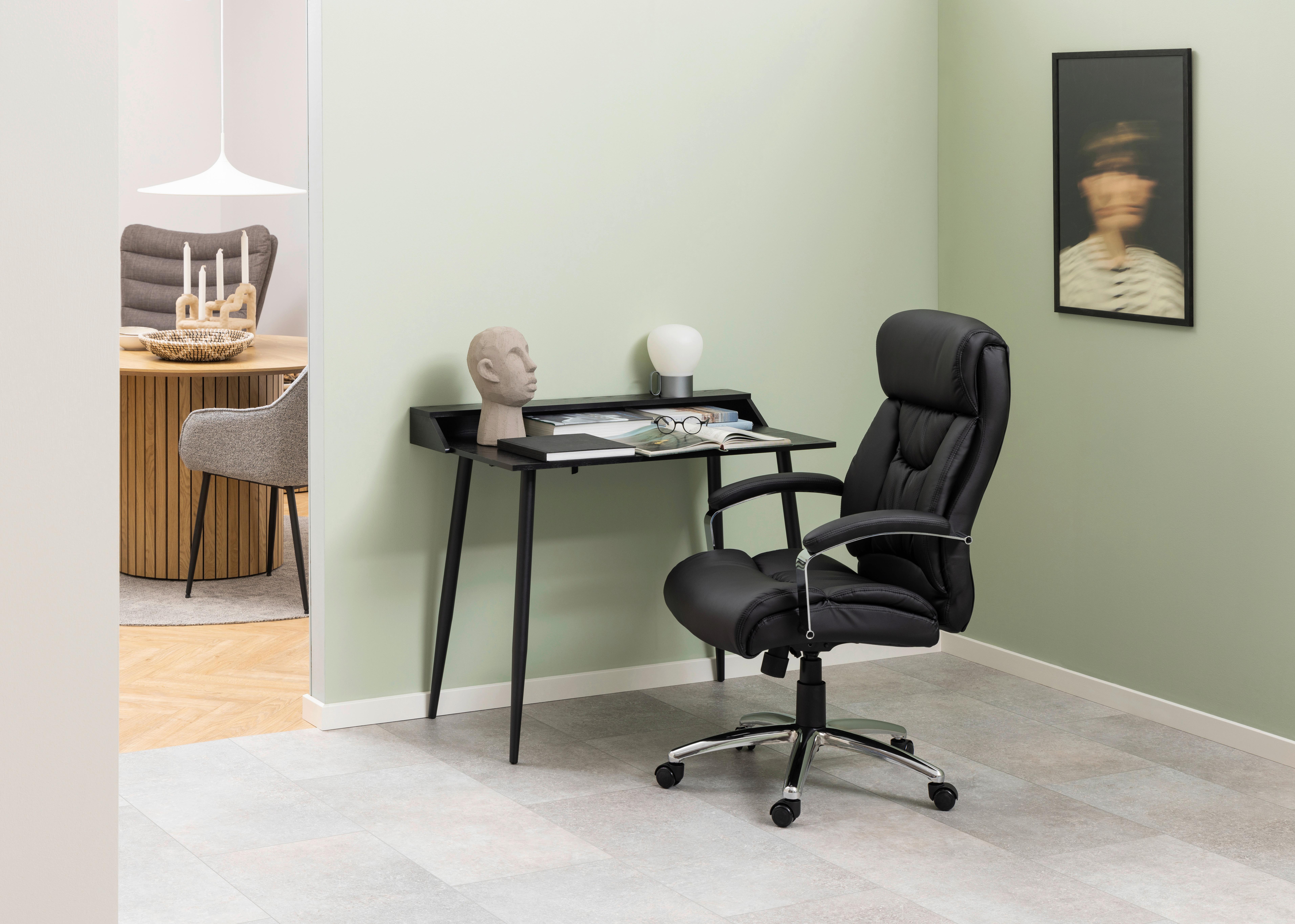 Chefsessel Benson B: 64,5 cm - Chromfarben/Schwarz, Design, Textil/Metall (64,5/120/83cm) - MID.YOU