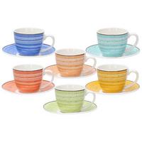 Kaffeetassenset Iris Kaleido 12-Tlg. Keramik Multicolor - Blau/Hellrot, Basics, Keramik - Tognana