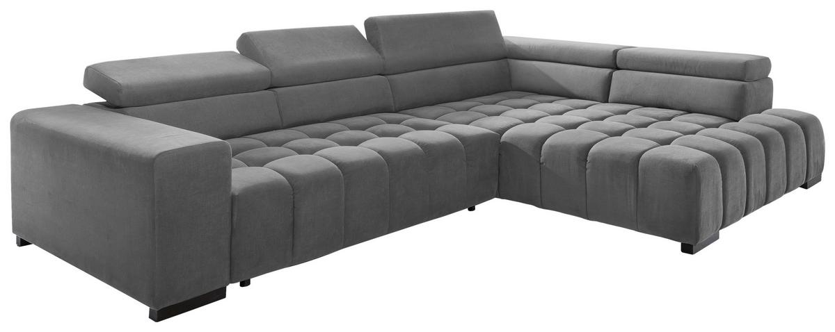 Eckschlafsofa Elias Neu Grau S: 307 cm - Schwarz/Grau, Design, Textil (307/201cm) - Livetastic