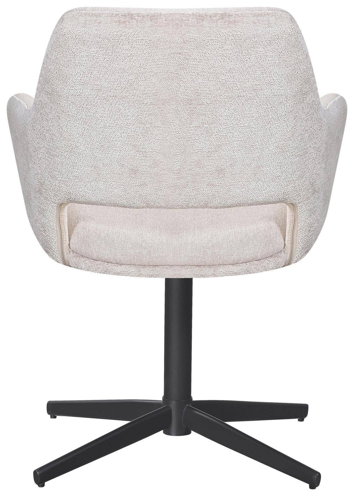 Armlehnstuhl Kaan Chenille Beige, B: 61 cm - Beige/Schwarz, KONVENTIONELL, Textil/Metall (61/85/63cm) - MID.YOU