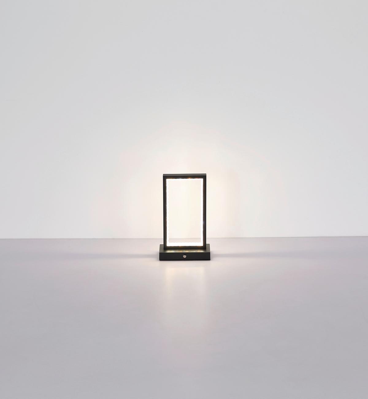 Akku-Tischleuchte 24008s - Klar/Schwarz, Design, Kunststoff/Metall (14/7,5/23cm) - Globo