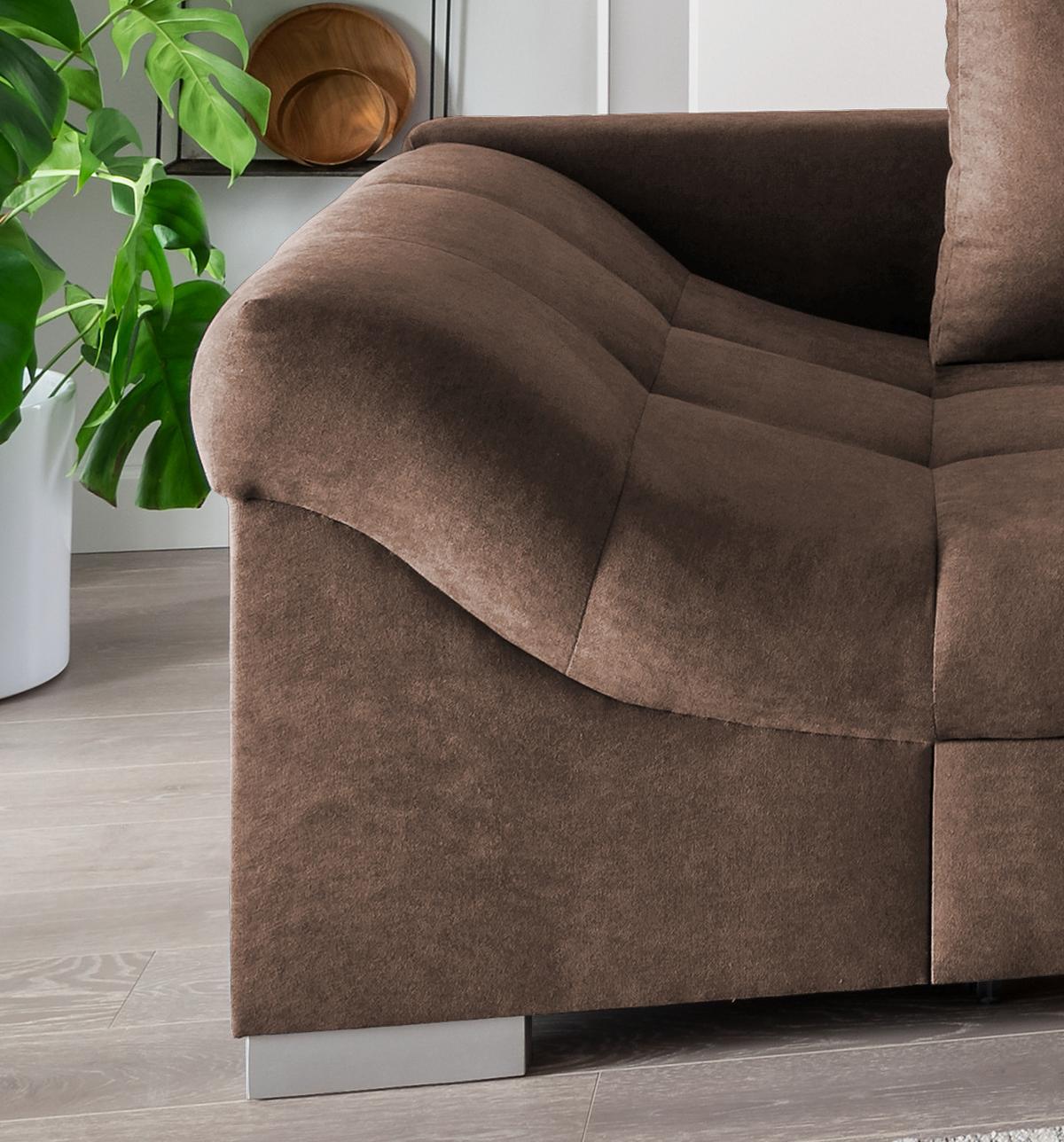 Eckschlafsofa Alvito Braun S: 298/202 cm - Silberfarben/Braun, Design, Textil (298/202cm) - MID.YOU