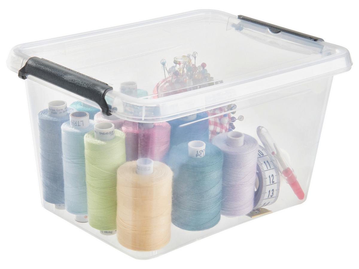 Aufbewahrungsbox Mit Deckel Mila 2l, 15x11,5x19,5 Cm - Transparent/Schwarz, KONVENTIONELL, Kunststoff (15/11,5/19,5cm) - Homezone