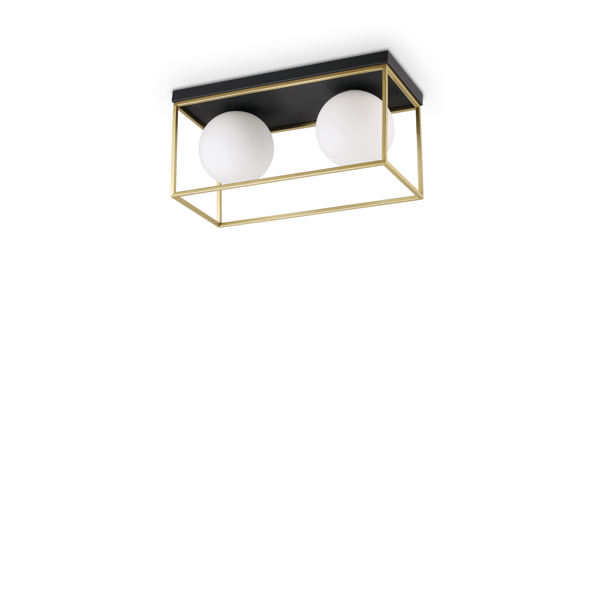 Deckenleuchte Lingotto L: 45,5 Cm 2-Flamming Rechteckig - Messingfarben, Design, Glas/Metall (45,5/21,5/18,5cm) - Ideal Lux