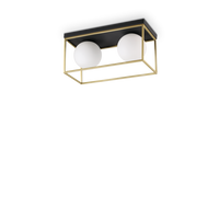 Deckenleuchte Lingotto L: 45,5 cm 2-Flamming Rechteckig - Messingfarben, Design, Glas/Metall (45,5/21,5/18,5cm) - Ideal Lux