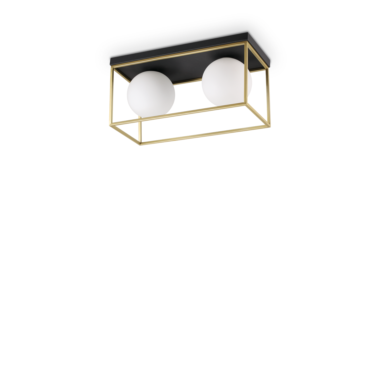 Deckenleuchte Lingotto L: 45,5 cm 2-Flamming Rechteckig - Messingfarben, Design, Glas/Metall (45,5/21,5/18,5cm) - Ideal Lux