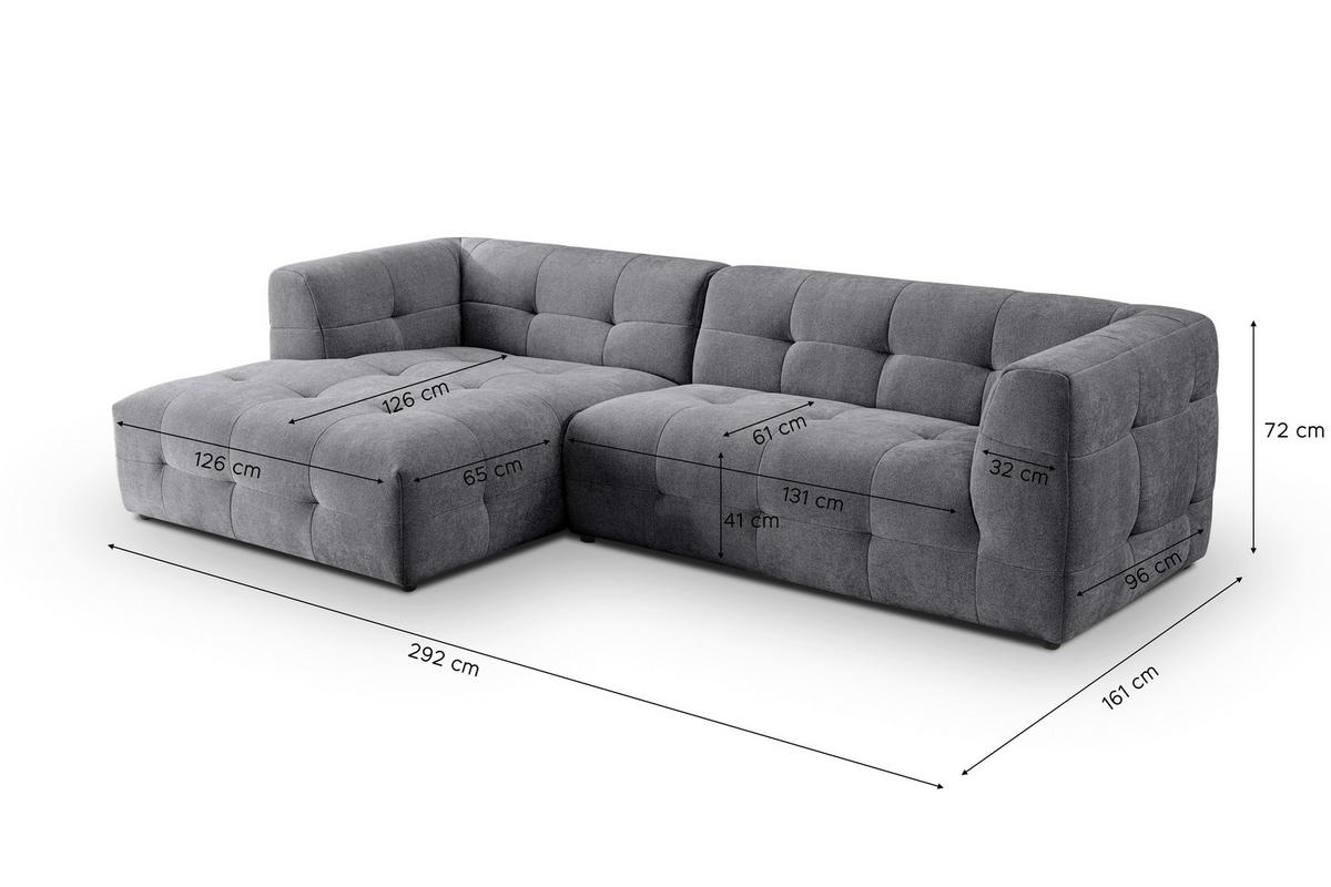 Ecksofa Tenso Grau S: 161x292cm - Beige/Schwarz, Basics, Holz/Textil (161/292cm) - MID.YOU