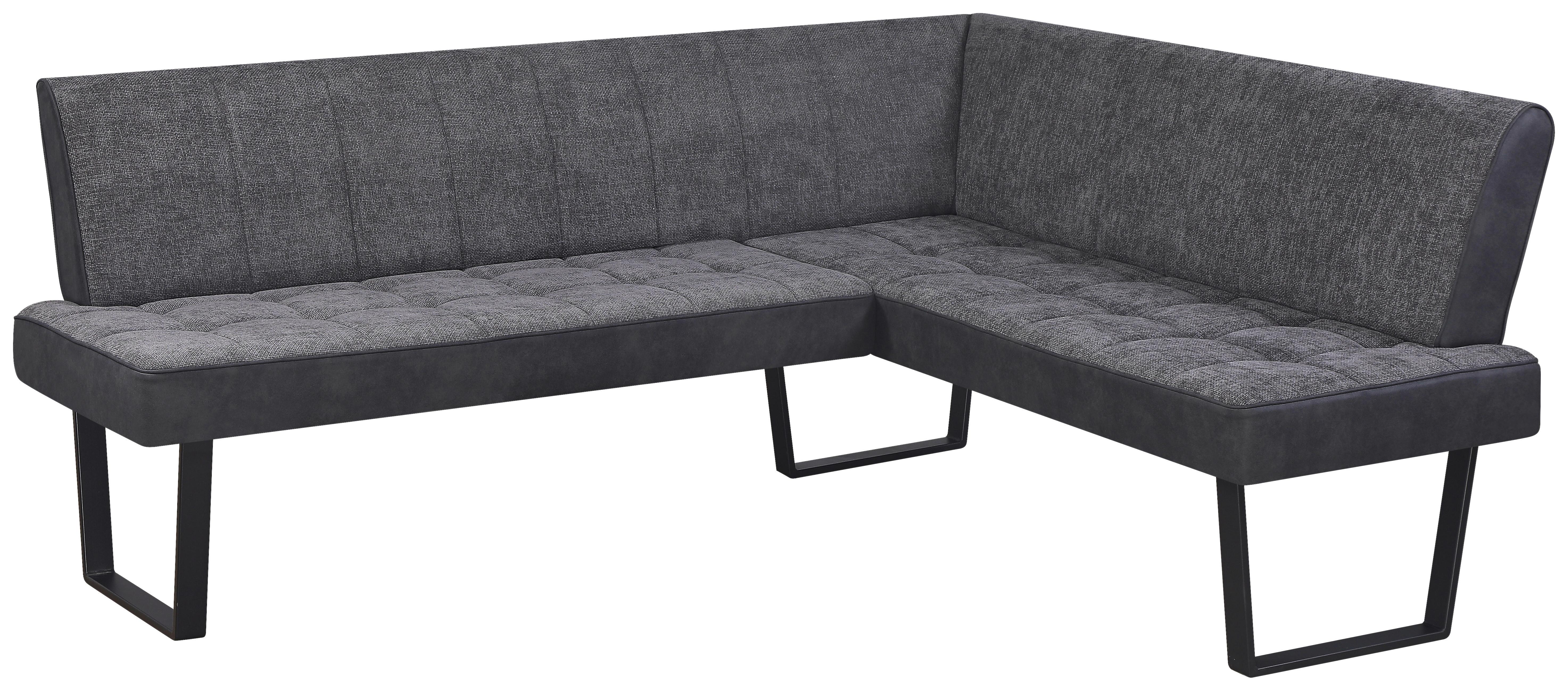 Eckbank Pag - Schwarz/Grau, KONVENTIONELL, Textil/Metall (200/160cm) - MID.YOU