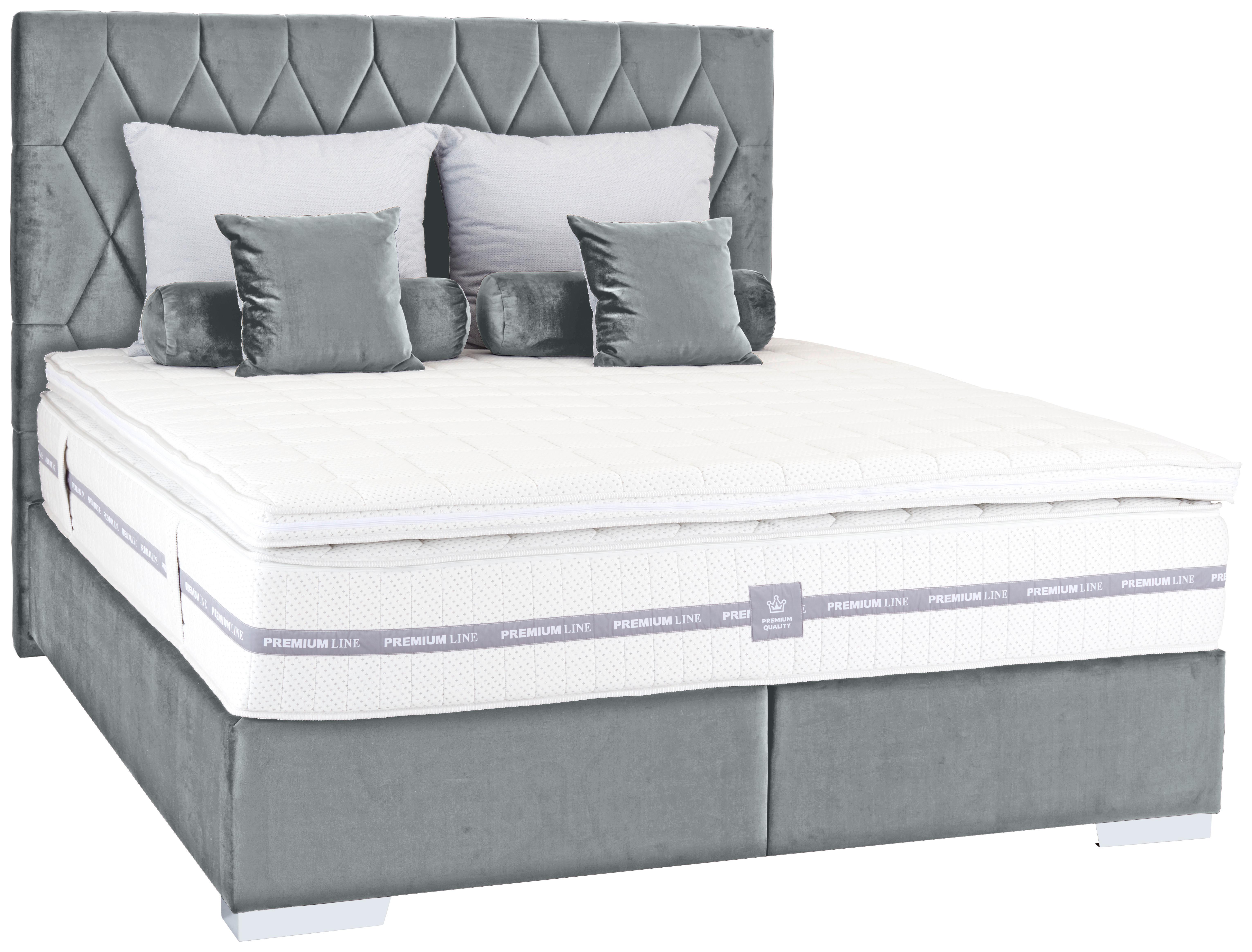 Boxspringbett mit gepolstertem Kopfteil 160x200 cm Paula - Chromfarben/Anthrazit, MODERN, Textil (160/200cm)