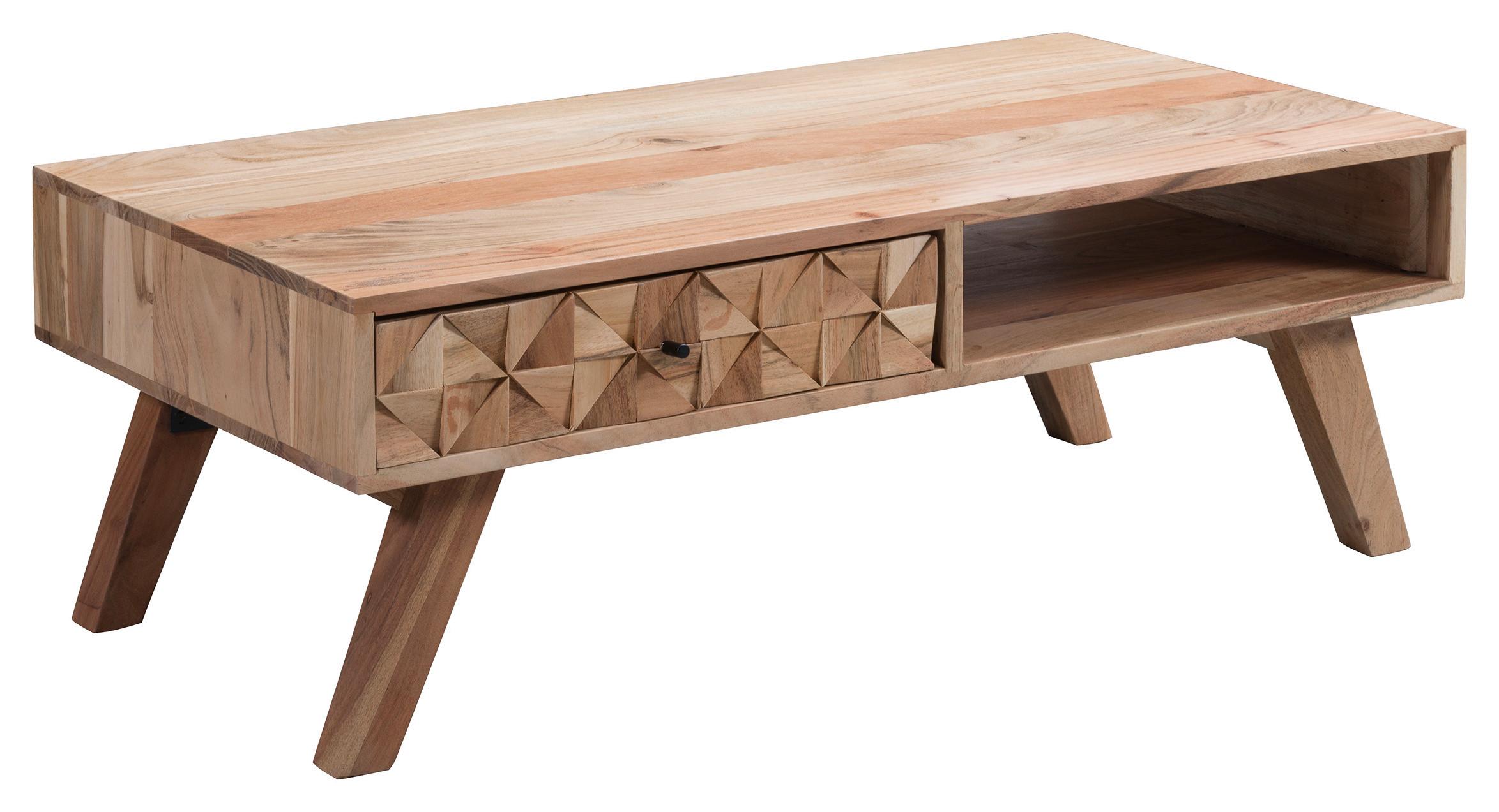 Couchtisch mit Lade+ablagefach Rewa Akazie - Akaziefarben, Design, Holz (95/50/35cm) - MID.YOU