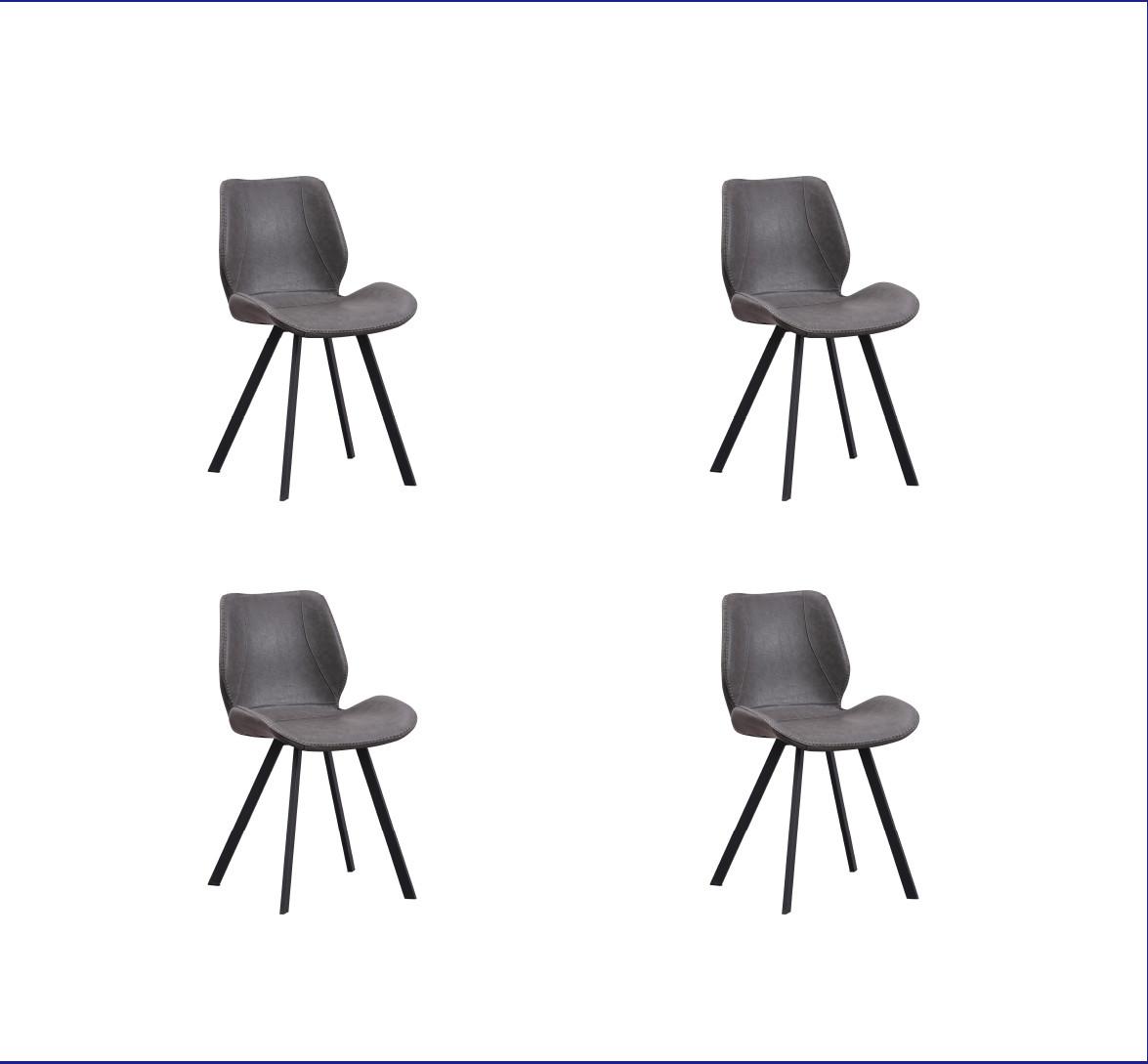 Stuhl-Set Barona Anthrazit B: 44 cm - Anthrazit/Schwarz, MODERN, Textil/Metall (44/80/55cm) - MID.YOU