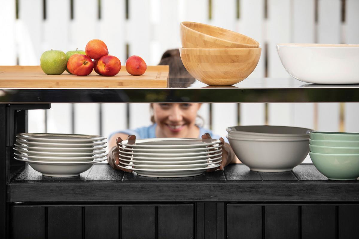 ZAHRADNÍ BAROVÝ STŮL UNITY CHEF - barvy grafitu, Design, plast (237/90/52cm) - Ambia Garden