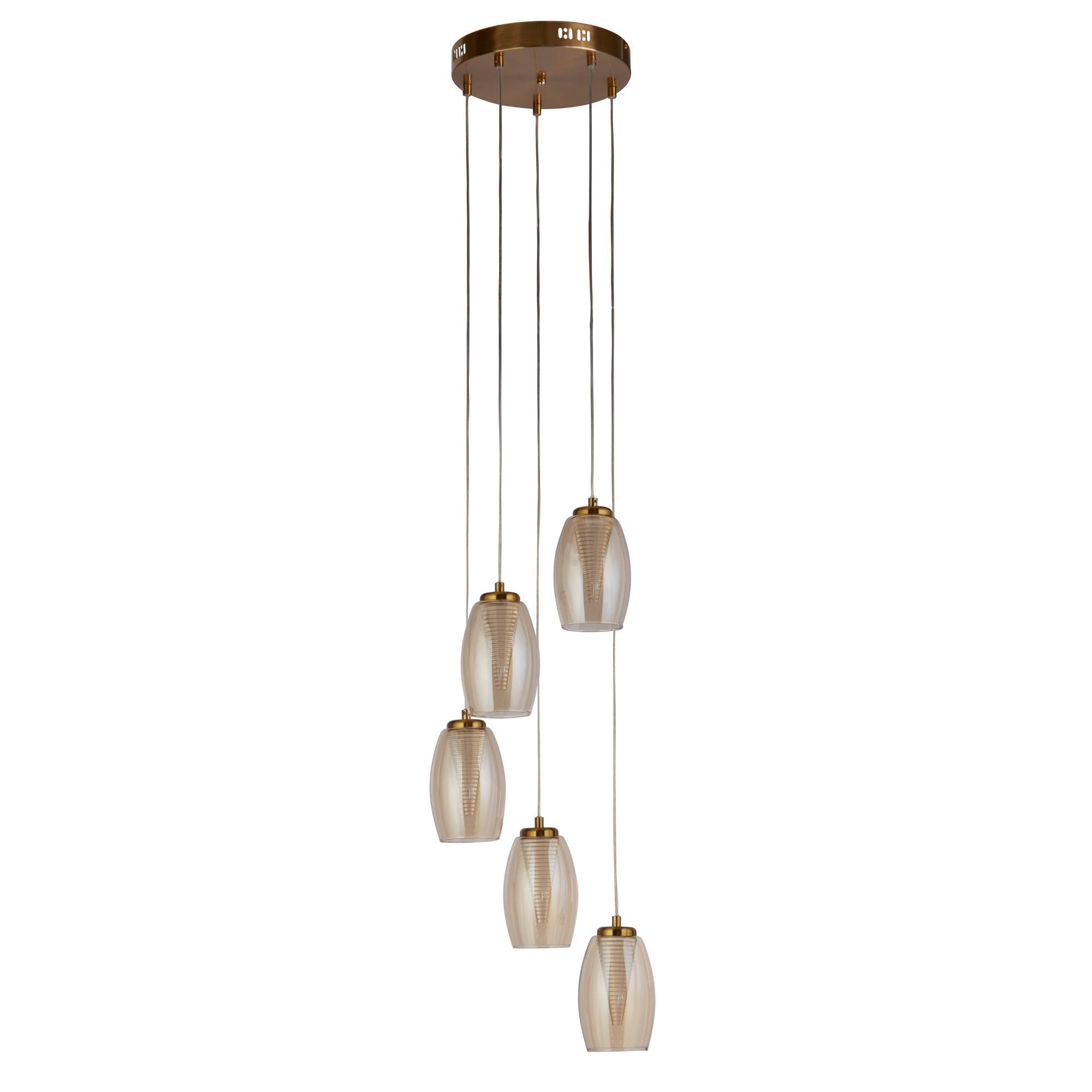 LED-Pendelleuchte 97291-5cp - Champagner, Design, Glas/Kunststoff (35/150cm)