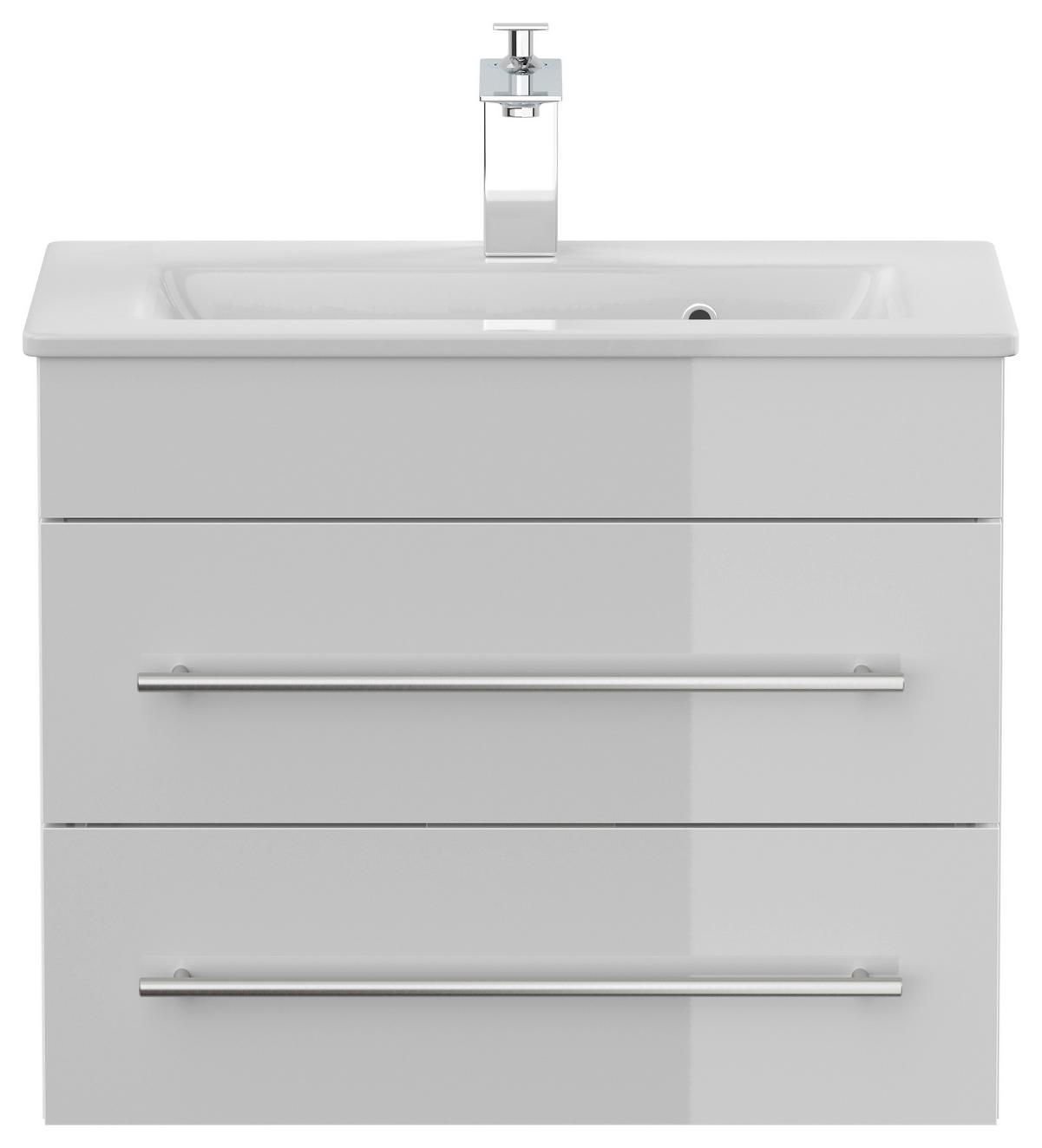 Badezimmer Portus Weiß Hochglanz B:60,6cm - Weiß Hochglanz/Weiß, MODERN, Holzwerkstoff (60,6cm) - MID.YOU