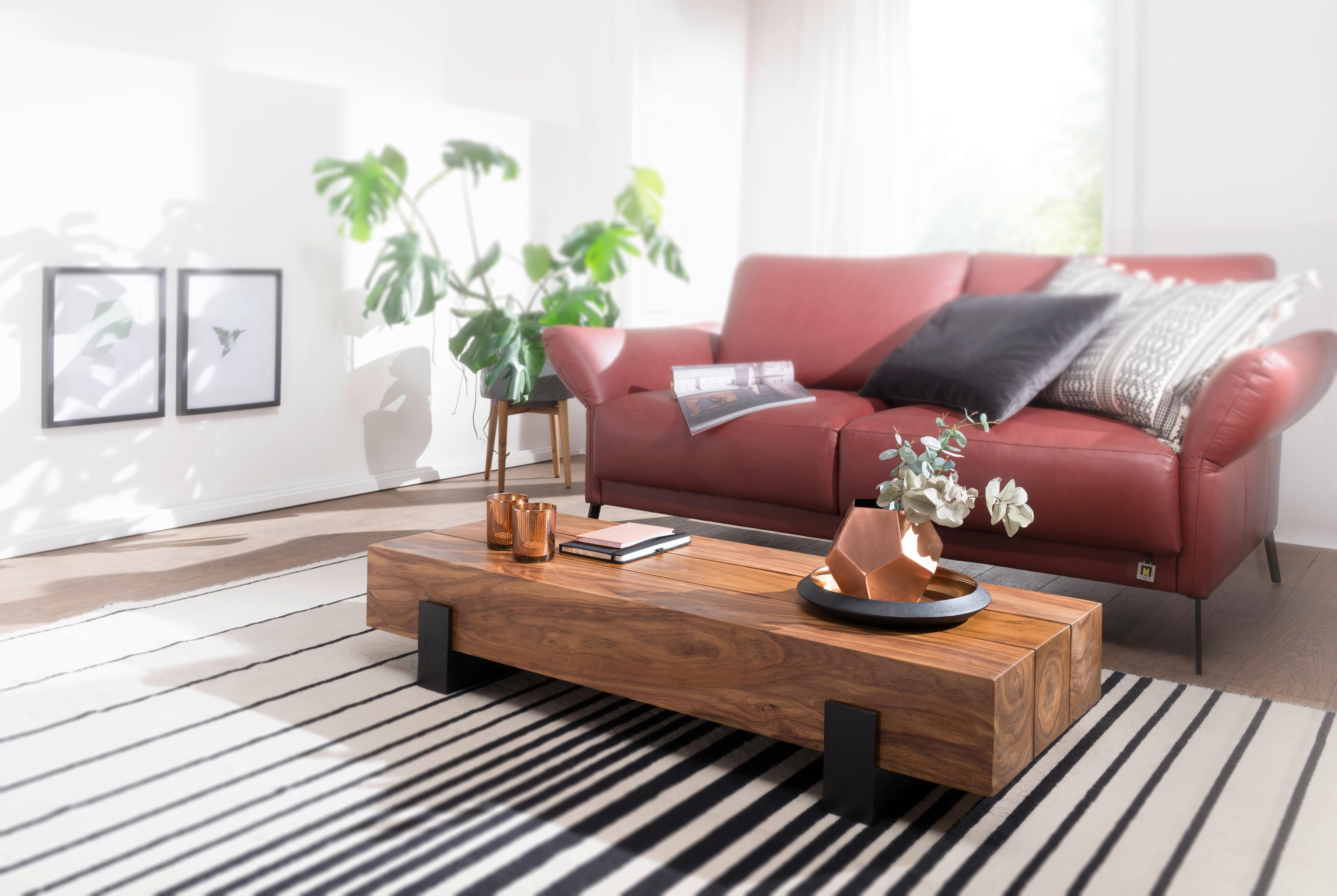 Couchtisch Wl5.597 - Sheeshamfarben/Schwarz, Design, Holz/Metall (115/44/22cm) - MID.YOU
