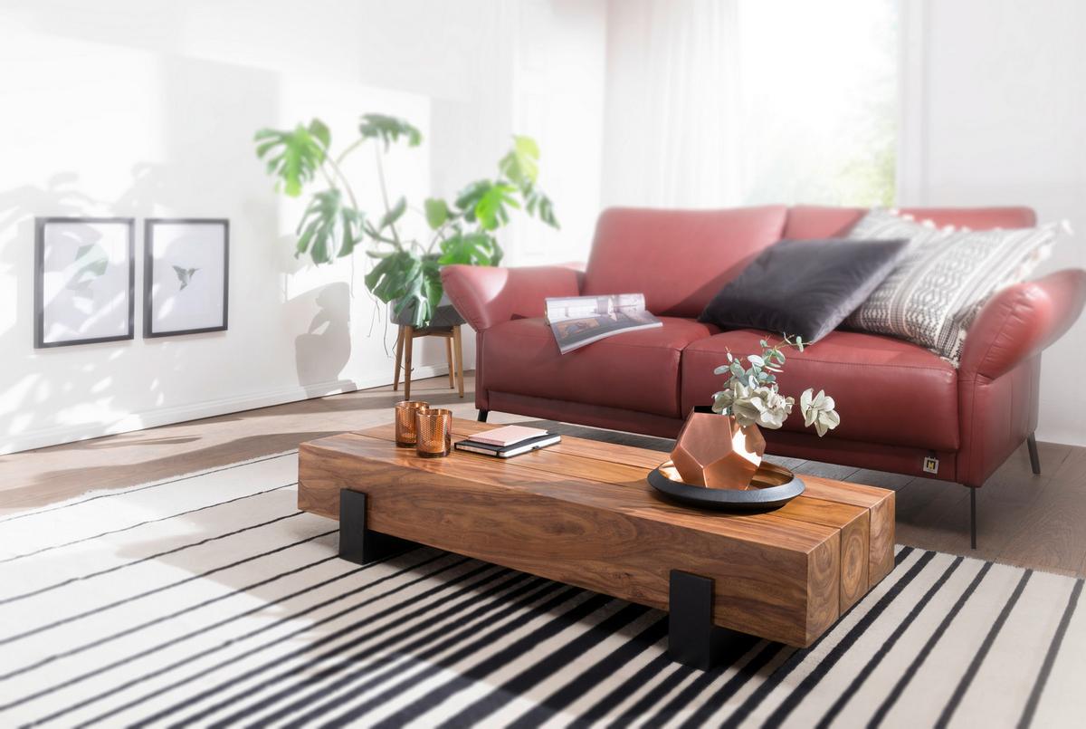 Couchtisch Wl5.597 - Sheeshamfarben/Schwarz, Design, Holz/Metall (115/44/22cm) - MID.YOU