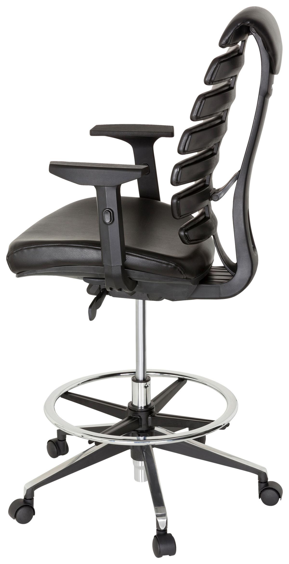 Drehstuhl Ergo Line Ii Work Echtleder Schwarz Bis 120kg - Alufarben/Schwarz, MODERN, Leder/Kunststoff (62/131/65cm) - MID.YOU