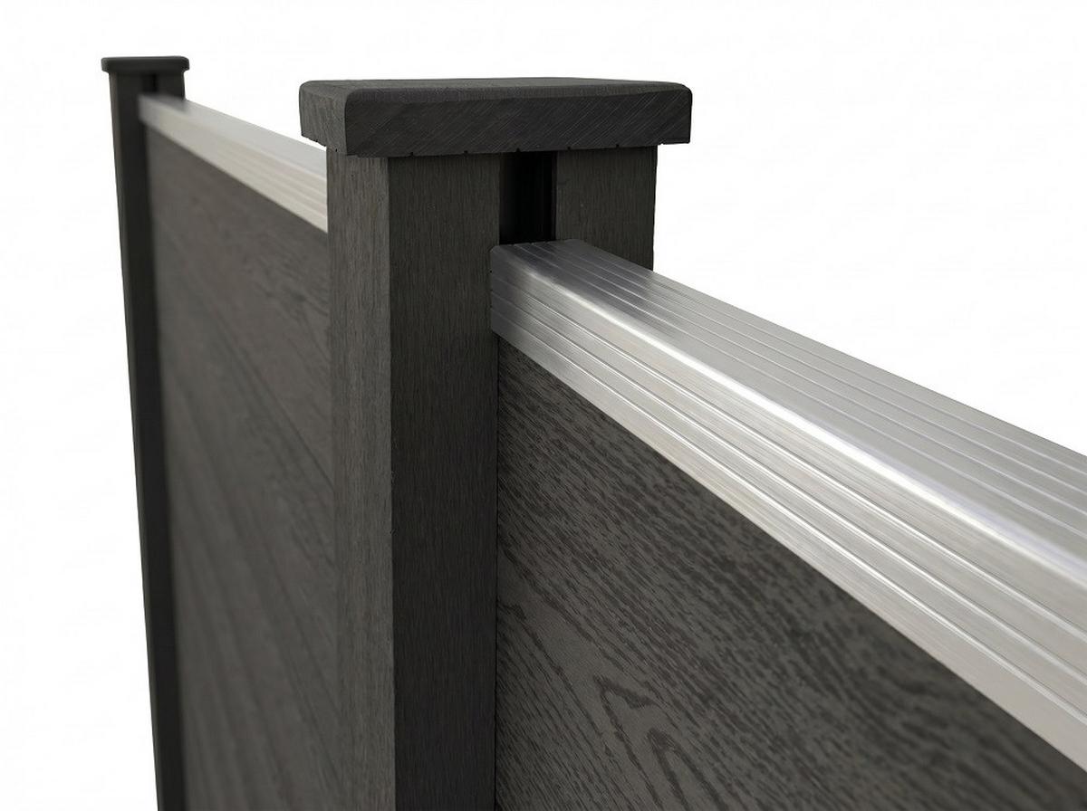 Sichtschutz CARACAS 5xElement + 6 Pfosten, grau - Grau, Basics, Kunststoff (960/10/170cm)
