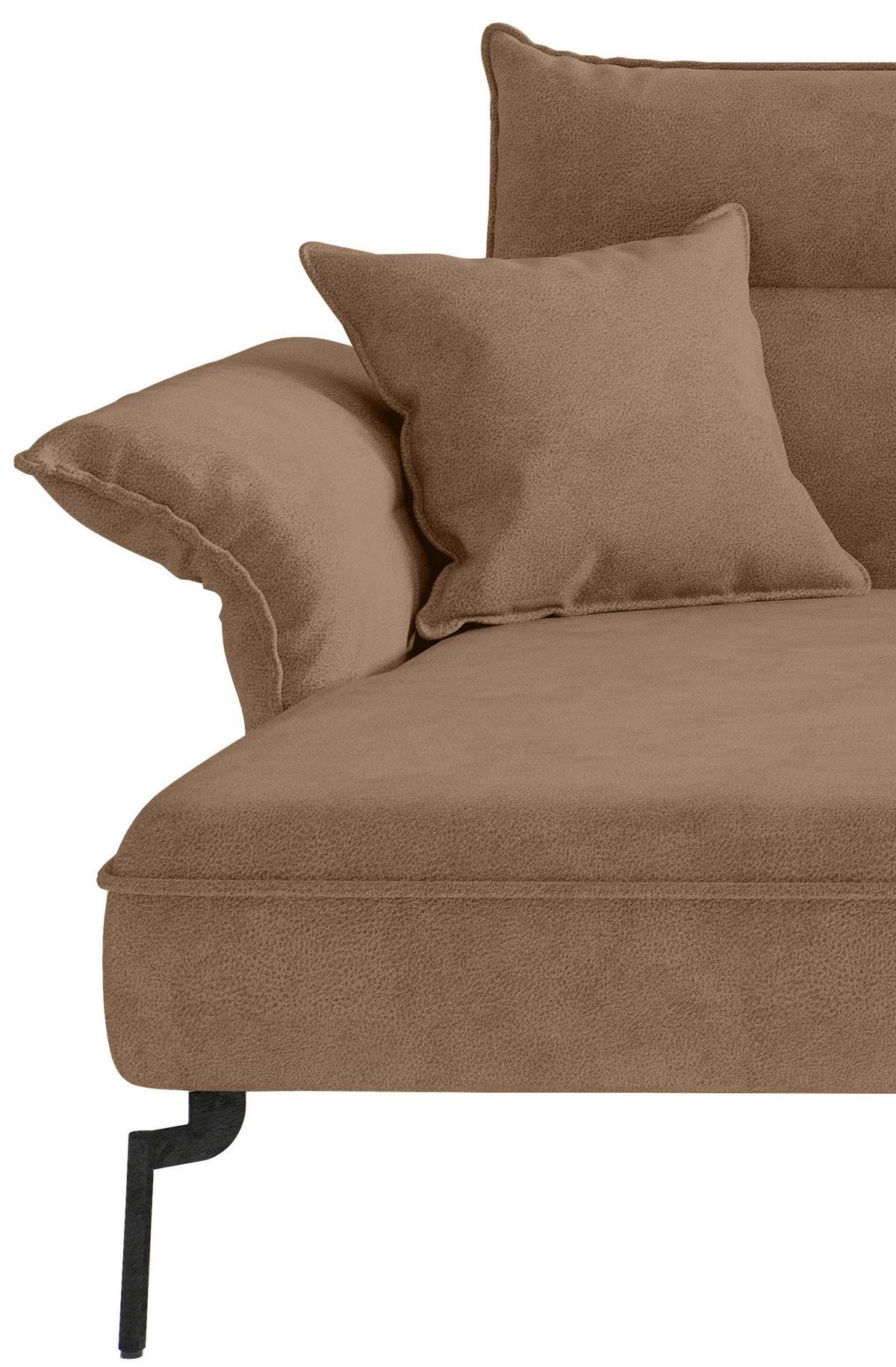 Sitzgarnitur Jakarta - Hellbraun/Edelstahlfarben, Design, Textil (185/265cm) - Livetastic