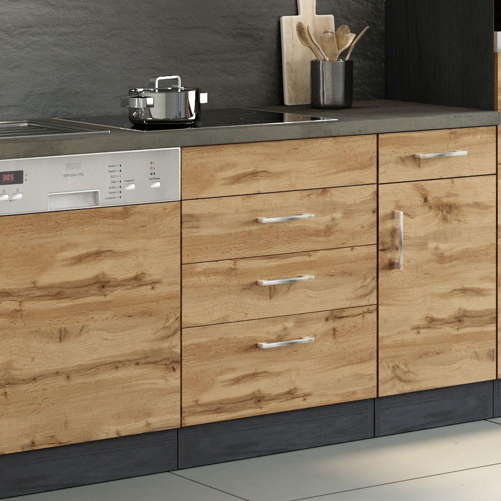 Küchenunterschrank B: 60 cm Eiche Dekor/Anthrazit - Eichefarben, MODERN, Holzwerkstoff (60/85/60cm) - Held