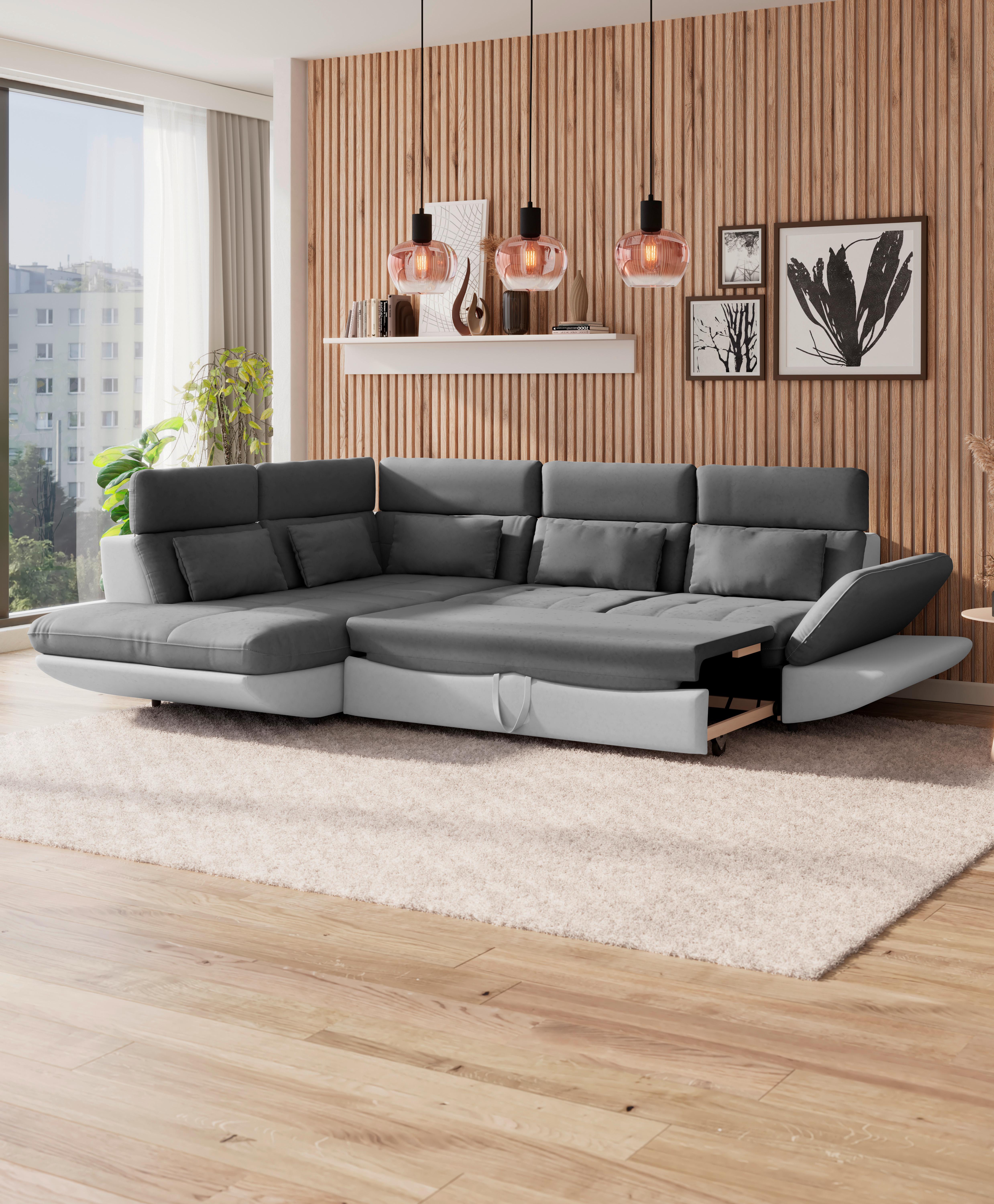 SEDACÍ SOUPRAVA PARK - černá/světle šedá, Moderní, textil/plast (311/233cm) - Luca Bessoni