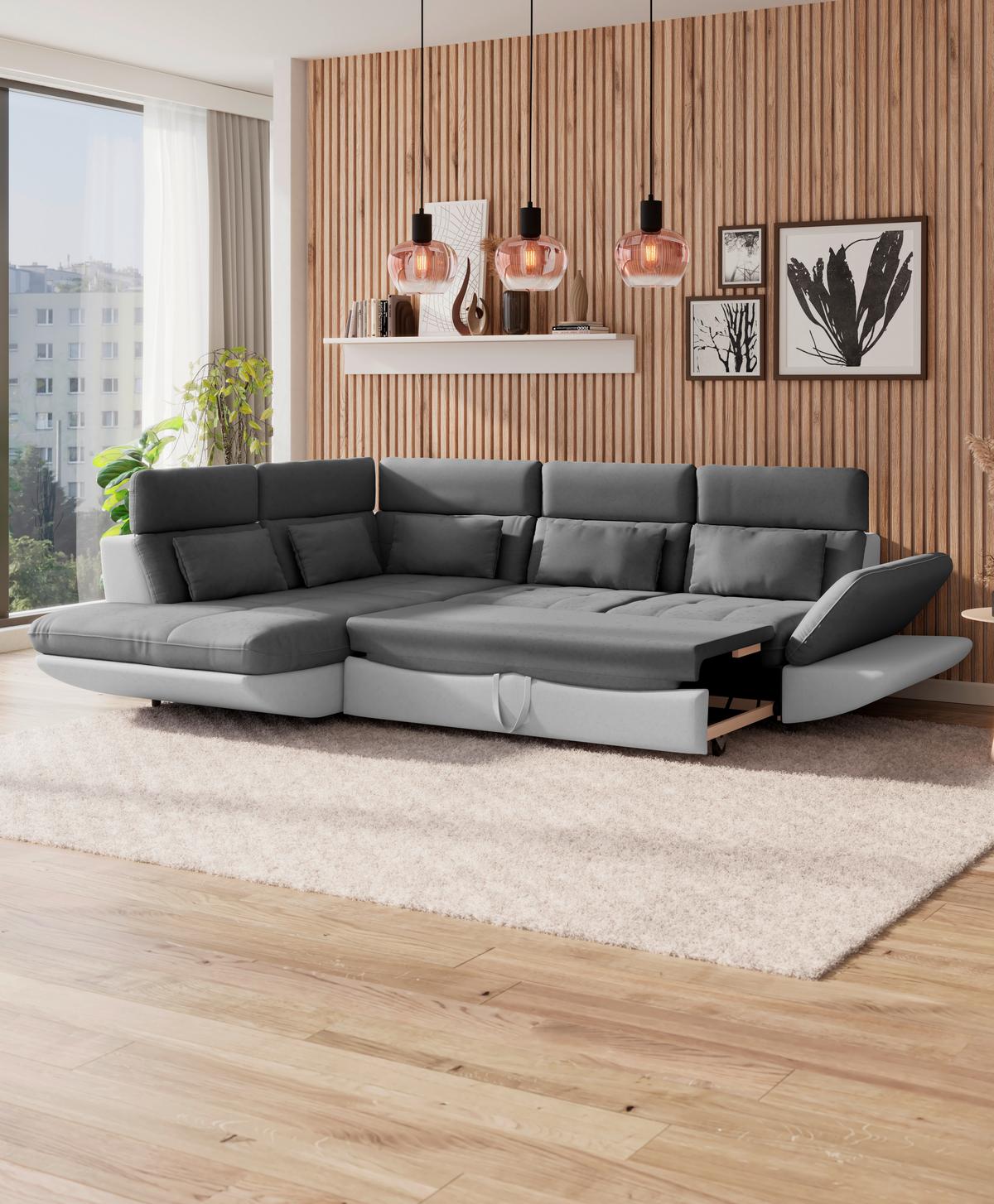 SEDACÍ SOUPRAVA PARK - černá/světle šedá, Moderní, textil/plast (311/233cm) - Luca Bessoni